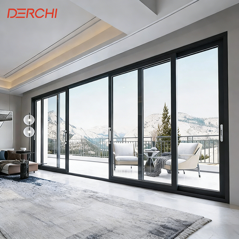 DERCHI Heavy-Duty Modern Energy Efficient Sliding Doors External Double Glass Slide Patio Doors And Windows For Home