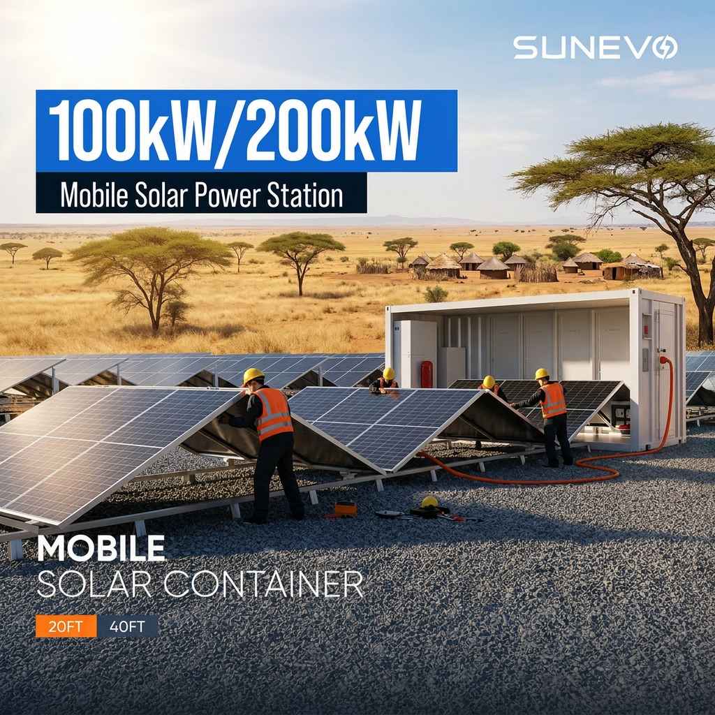 Sunevo Modular 100kW 200kW Solar Container Foldable Power Cube Integrated with Inverter for Industrial Micro Grids