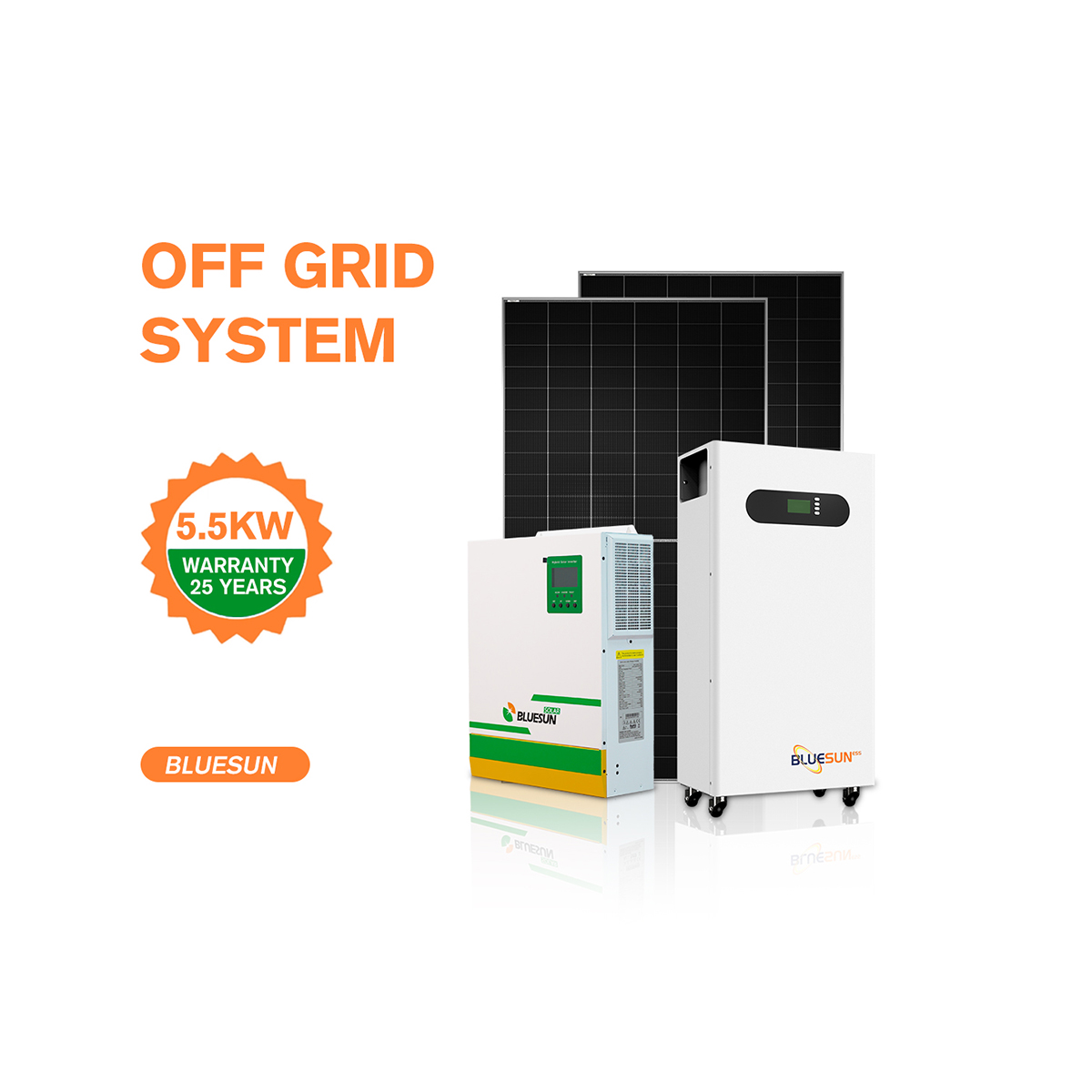 5.5kw Solar Panel Power off Grid Single Phase Solar Inverter System 48v Lithium Battery Pack Customized Battery Capacity