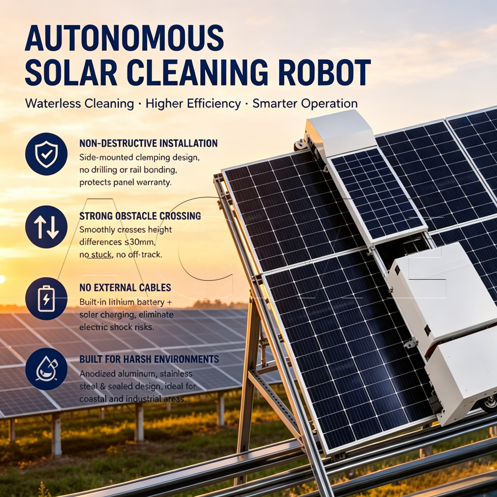 Solar Photovoltaic Cleaning Robot Hanging Cleaning Machine for Large Scale Solar Power Projects