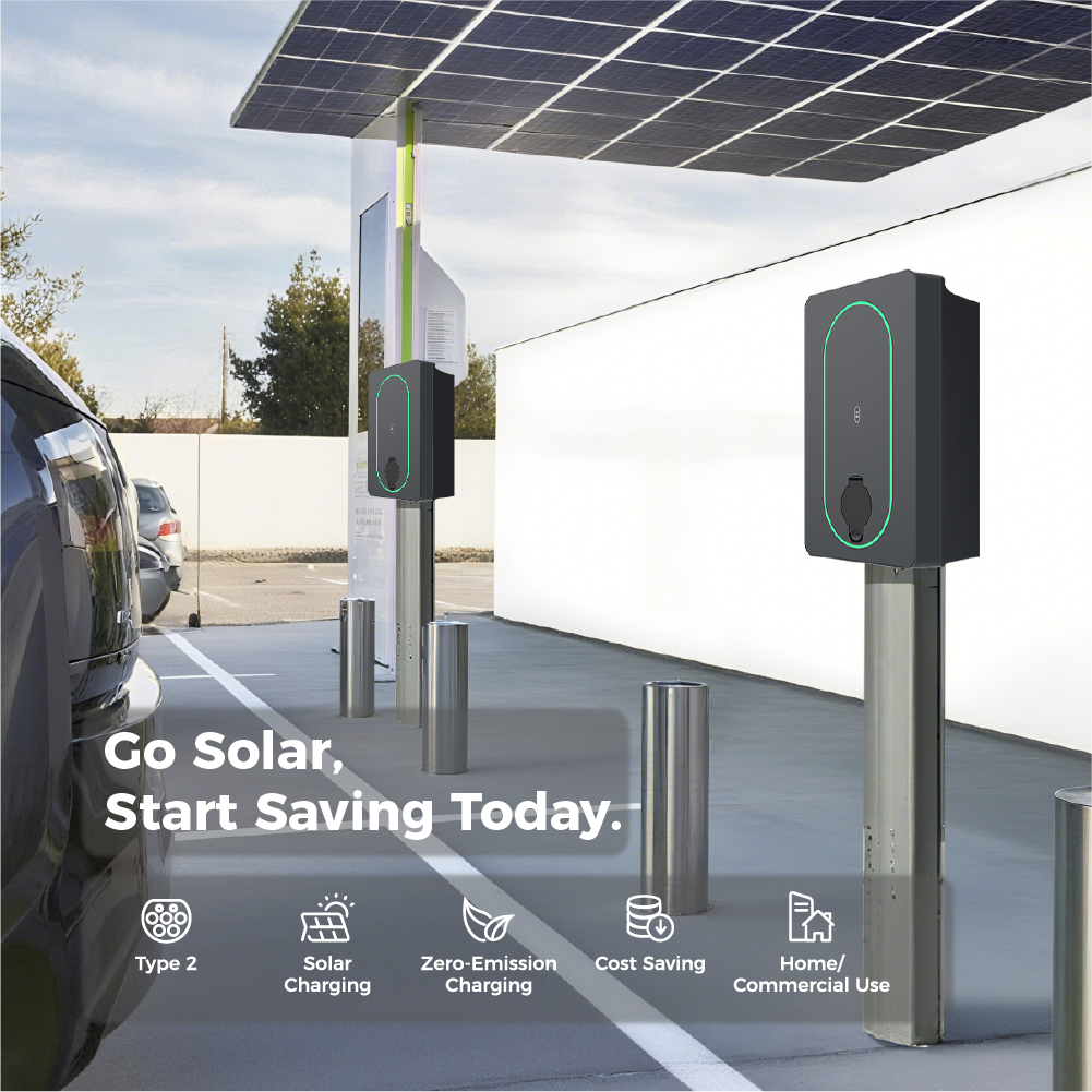 Solar EV Charger Type 2 Mode 3 EV Car Home Charging Station Wallbox 7KW for All Electric Vehicles & Plug-in Hybrid Cars