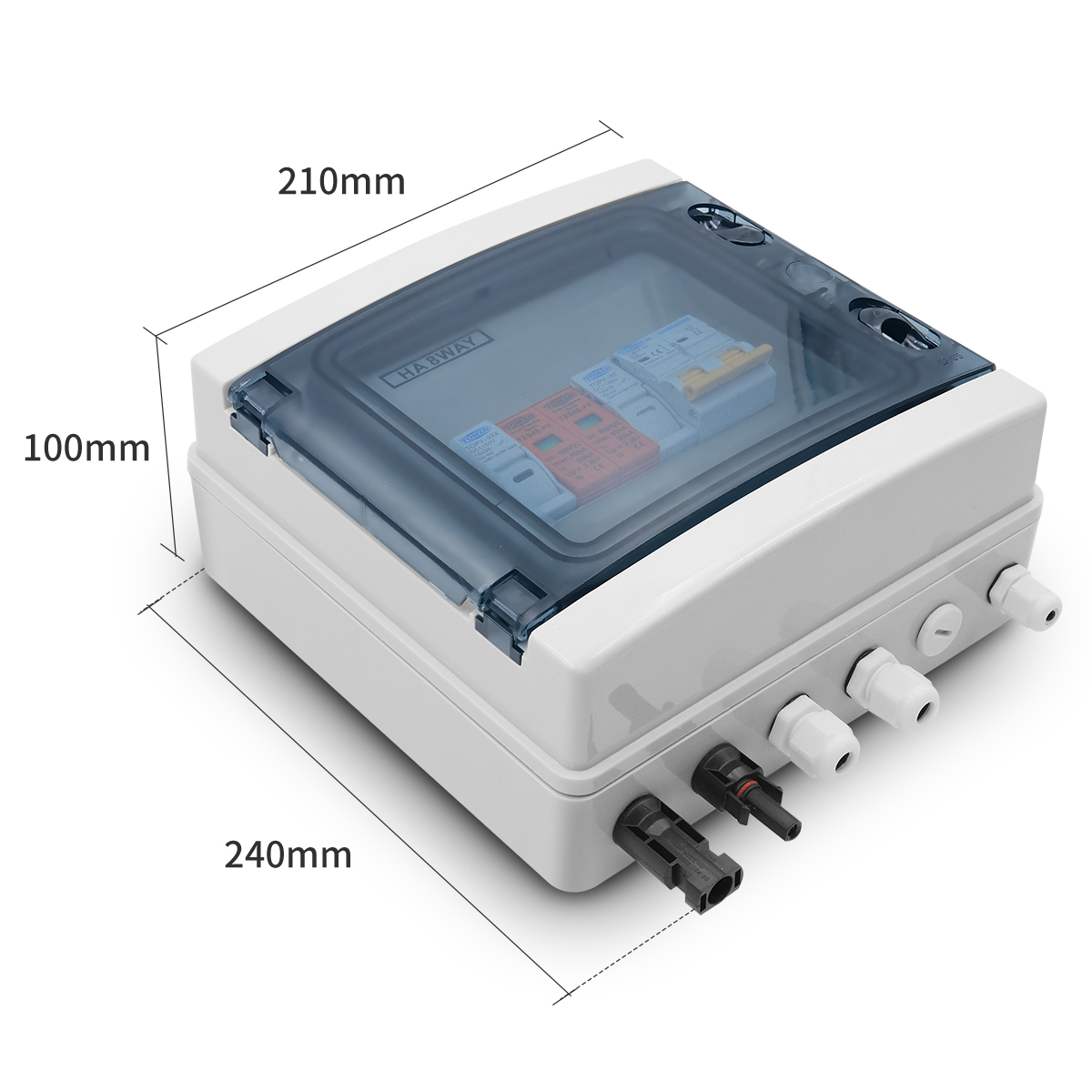 TOMZN IP65 Waterproof Solar Combiner Box 1 Input 1 DC 600V Fuse 32A/63A MCB Lightning Protection Power Distribution Equipment