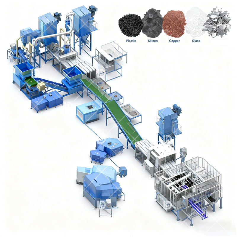 Full Automatic Recycling Solar Panels E Waste Recycling Line Photovoltaic Solar Panels Recycling Machine