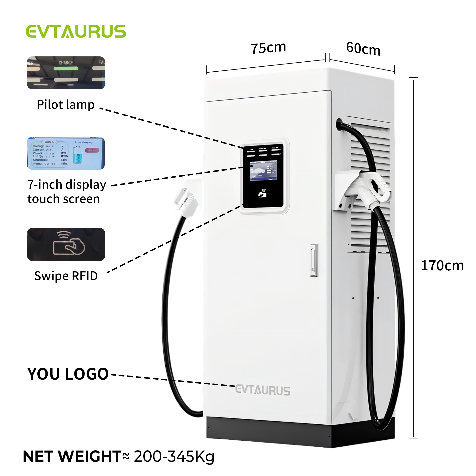 Outdoor Ready 60kw-240kw Touch Screen Solar Commercial EVSE Charging Stations User-Friendly New Electric Car Charging Centers DC