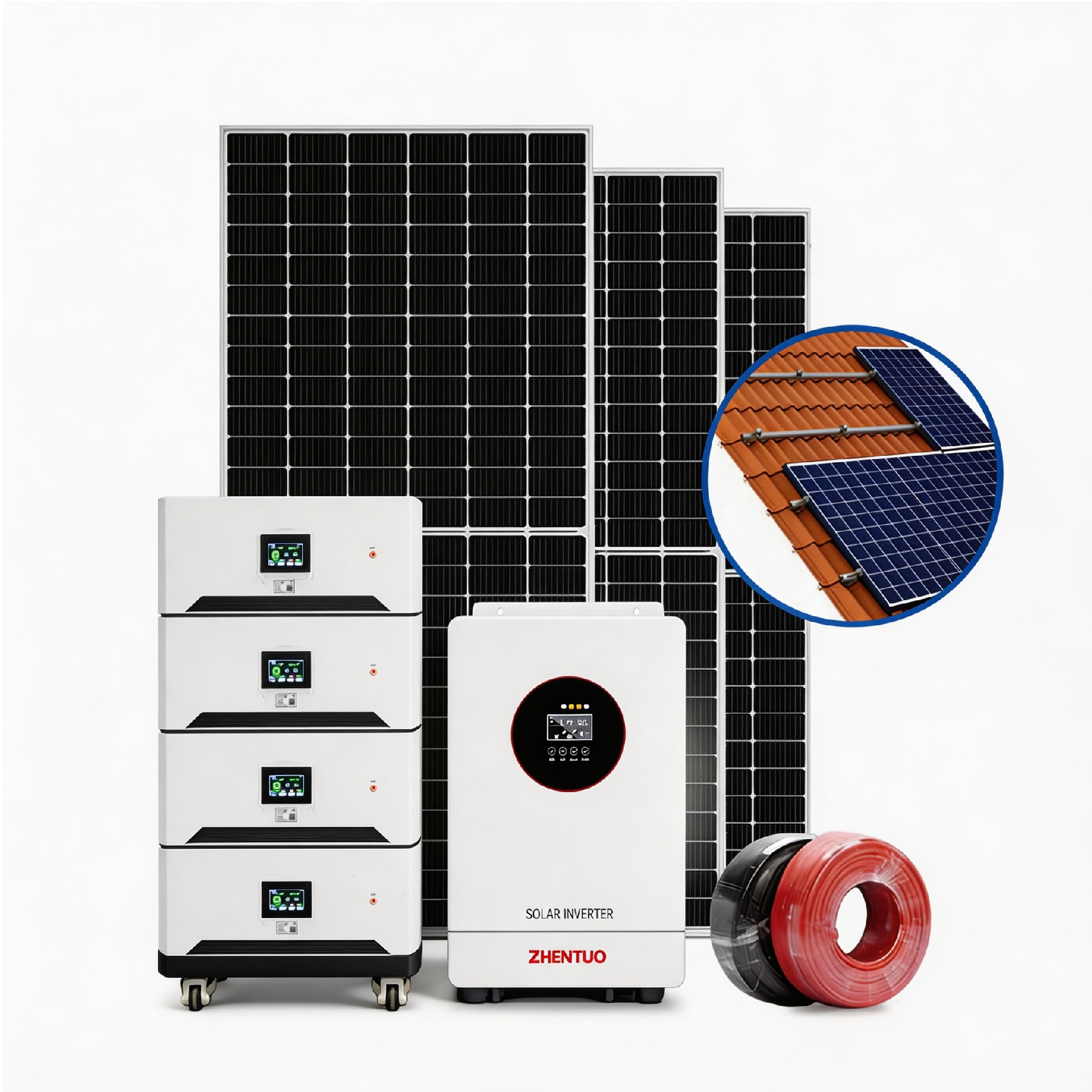 CE TUV for 5KW Off-grid MPPT Solar Power System Pure Sine Wave Inverter Lifepo4 Lithium Battery Residential Use Complete
