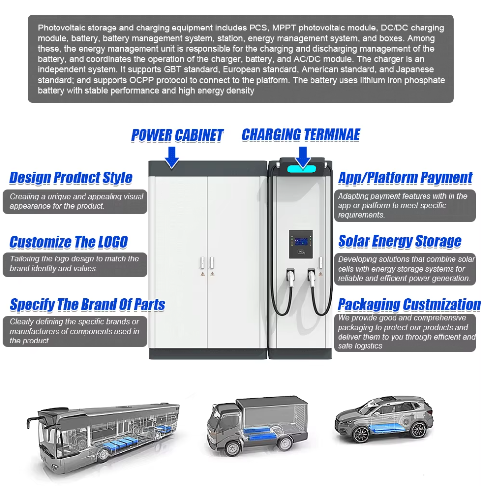 High Quality Fast Charging All-In-One Integrated Photovoltaic Power Energy Storage System EV Floor-Mounted Charging Stations