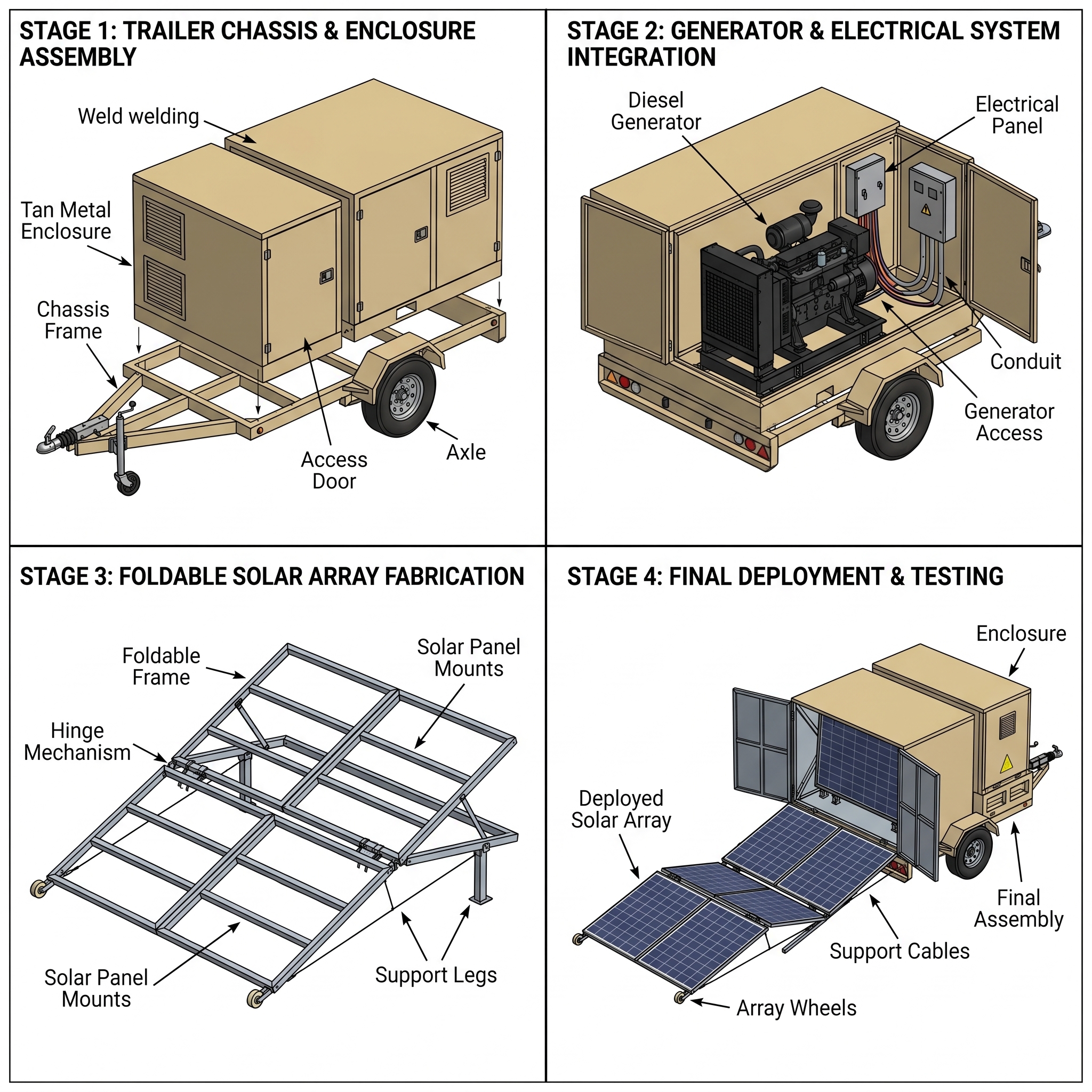High Capacity Hybrid Solar Power Plant Trailer Diesel Support for Infrastructure Projects Remote Site Reliable Electricity