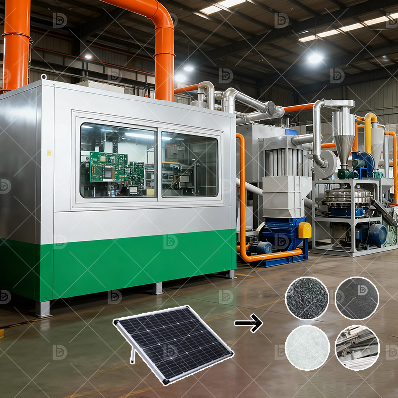 Full Automatic Recycling Solar Panels E Waste Recycling Line Photovoltaic Solar Panels Recycling Machine