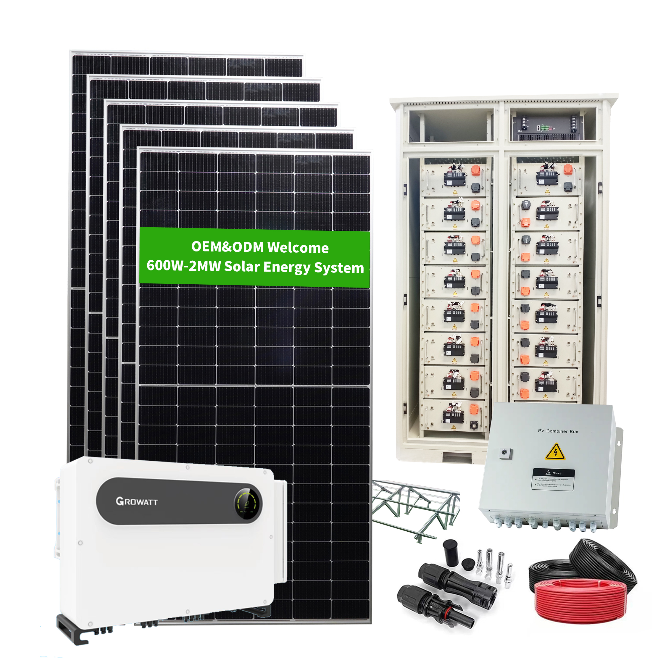 2MW Hybrid Solar Power Plant with Energy Storage System for Industrial Commercial and Utility Scale Projects