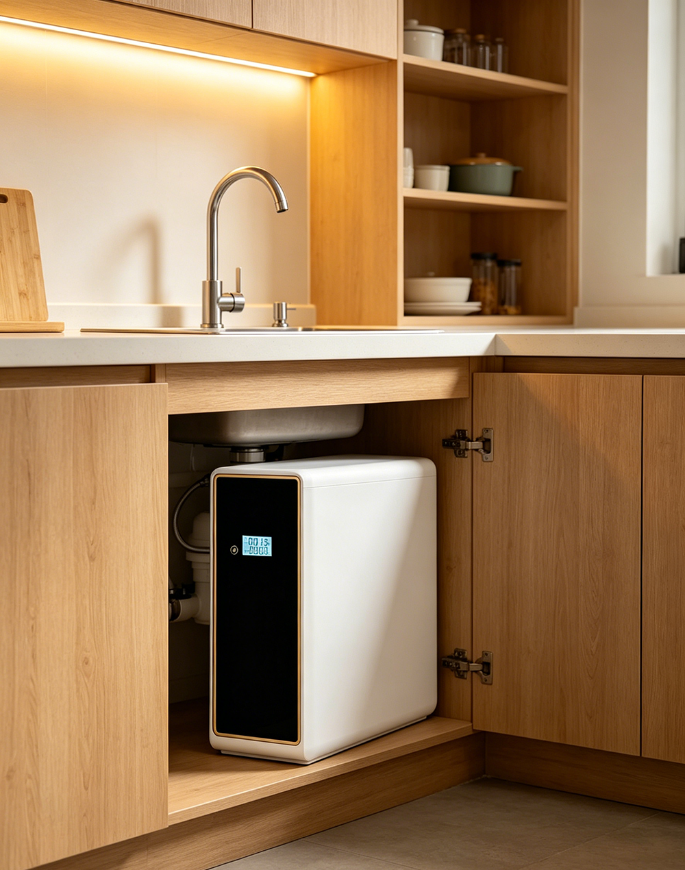 400G No Electricity Modern Kitchen Smart Purifier RO System Tankless RO Water Filter With TDS Display &amp; 4-Stage Filtration