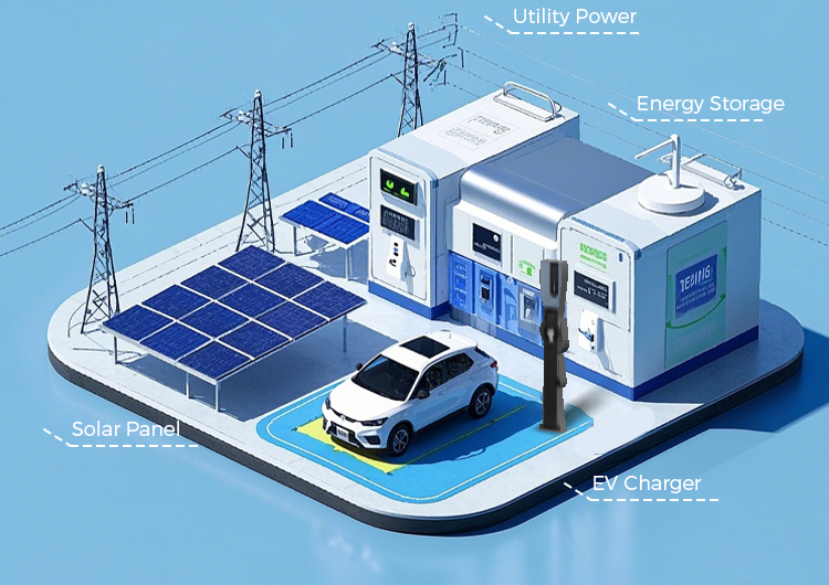Integrated Solar EV Charging Station Solutions New AC Solar EV Charger Energy Storage Battery System PV Panels for Home Use
