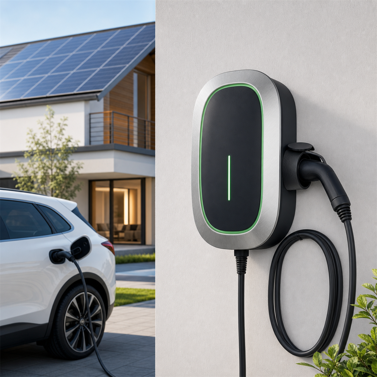 6-22kW Solar Surplus Type 2 AC EV Charger PV Integrated CT Clamp Adjustable Self-Consumption Smart Wall-Mounted Station