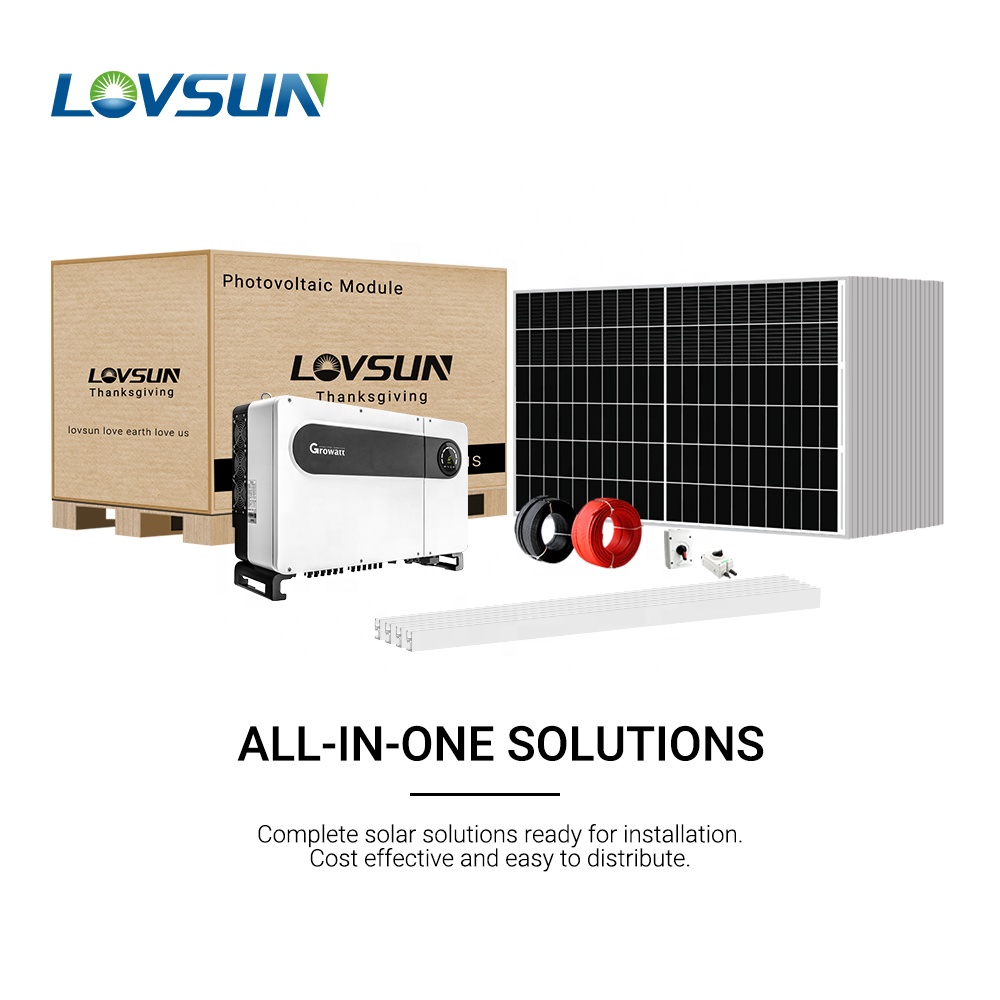 50kw 80kw 100kw 120kw All in One 50kw Solar System on Grid Solar Power System with Growatt on Gird Inverter for Commercial Use