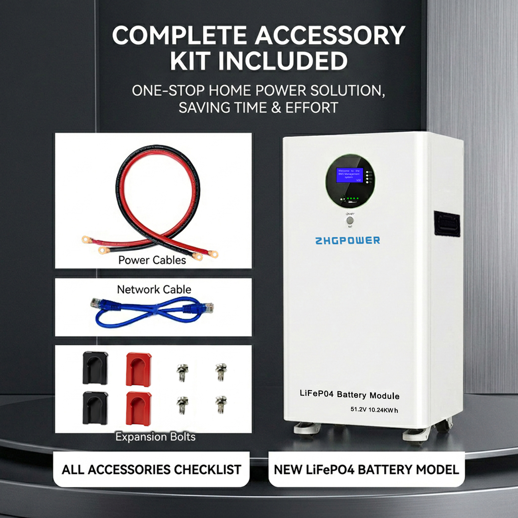 48V 100Ah 51.2V 5.12kWh Wall Mounted LiFePO4 Battery 6000 Cycles Smart BMS Solar Power Station for Whole Home Backup Power