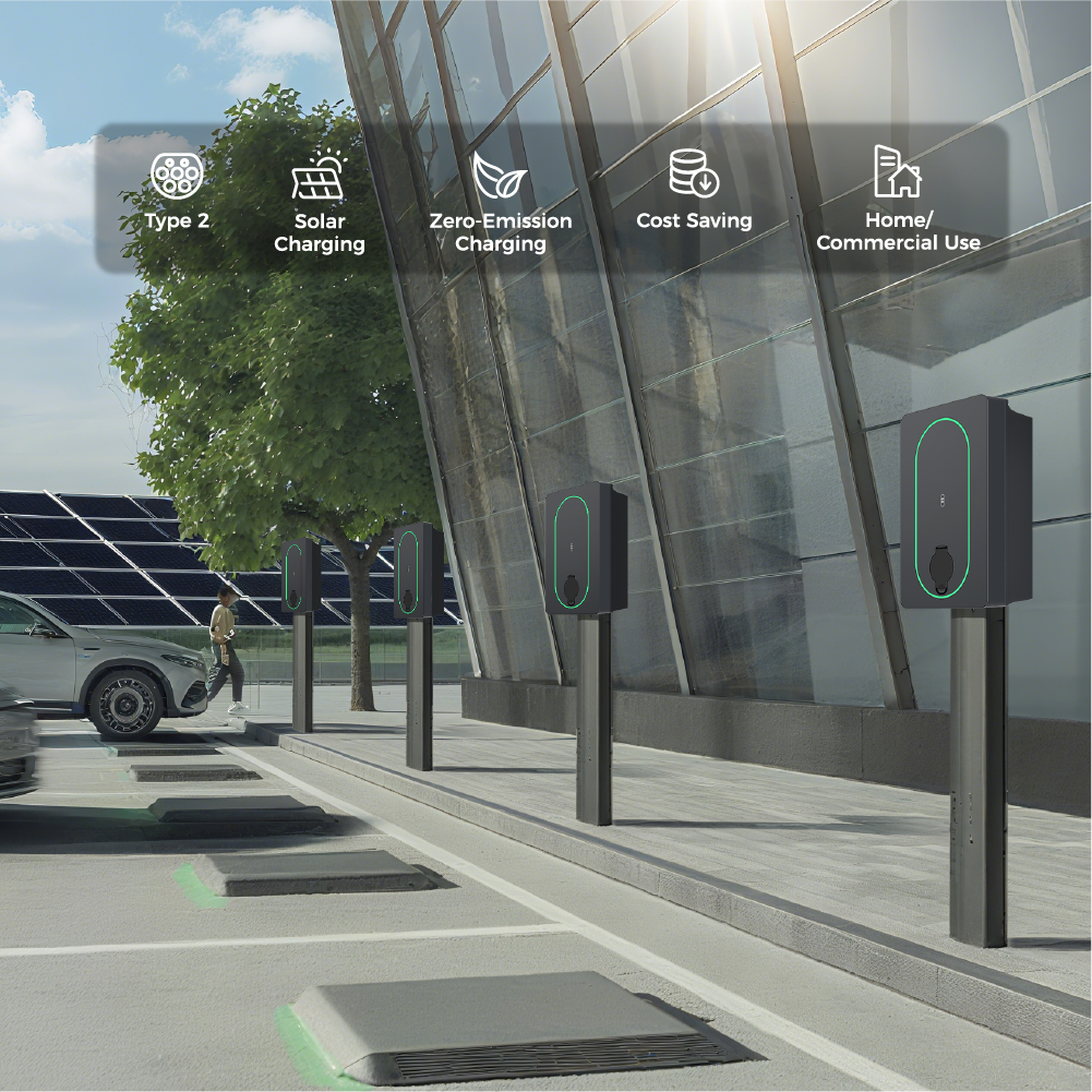 Solar EV Charger Type 2 Mode 3 EV Car Home Charging Station Wallbox 7KW for All Electric Vehicles & Plug-in Hybrid Cars