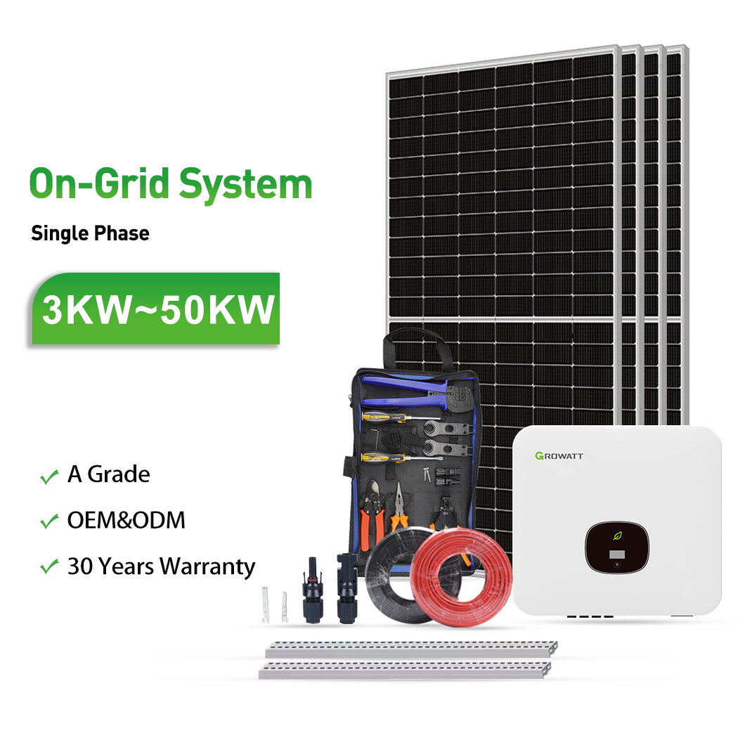 On Grid Solar System Single Phase Three Phase Growatt Grid Tie Solar System on Grid Solar Power System for Home