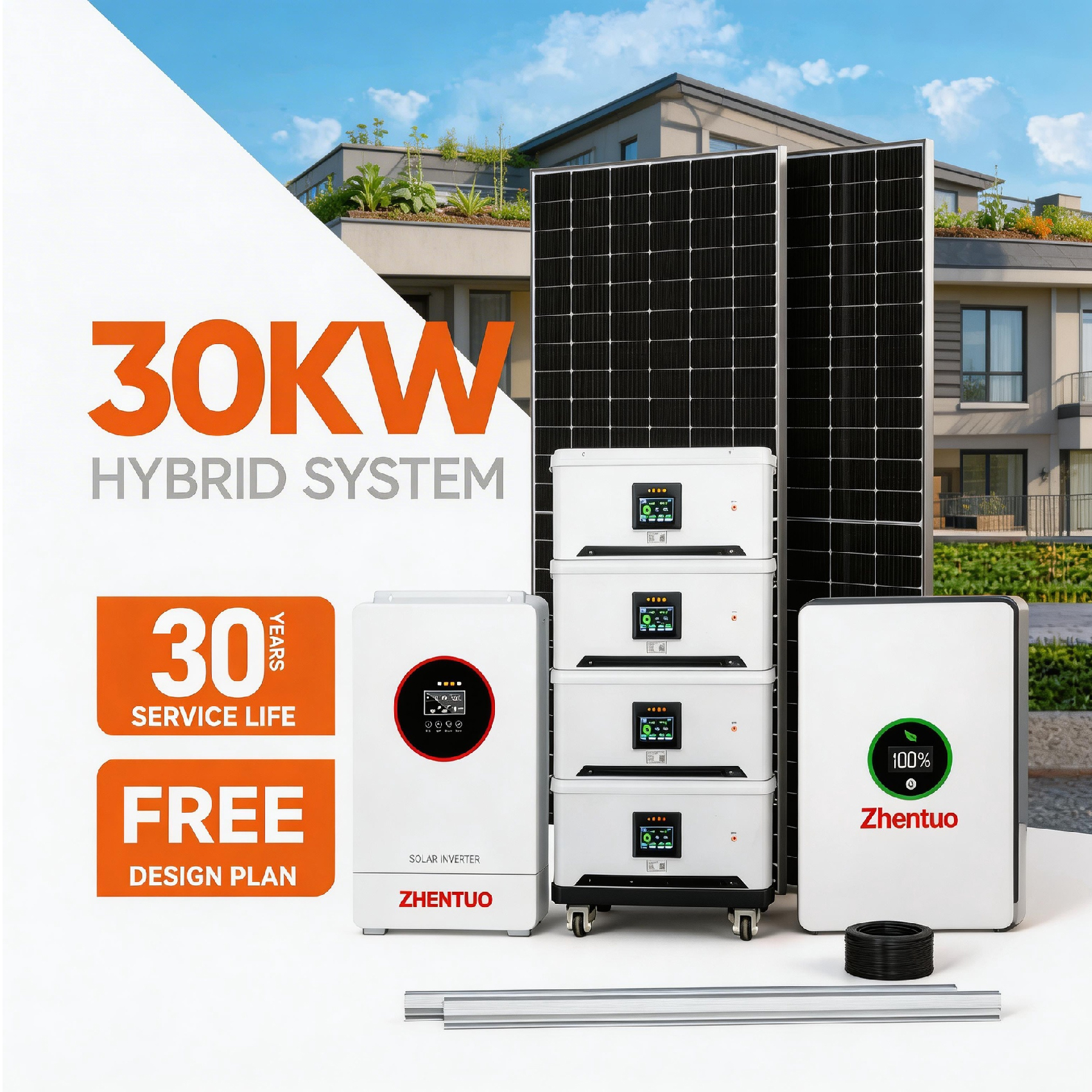 CE TUV for 5KW Off-grid MPPT Solar Power System Pure Sine Wave Inverter Lifepo4 Lithium Battery Residential Use Complete
