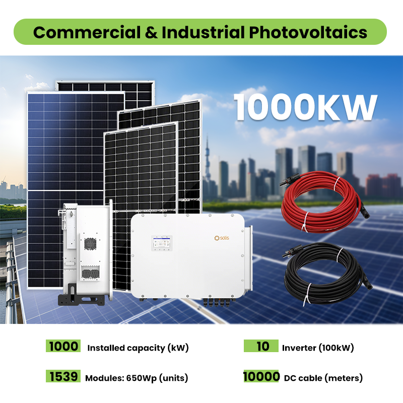 Industrial Park Utility Scale Electricity Station Stable Sustainable Energy Supply 1000kw Solar Pv Power System