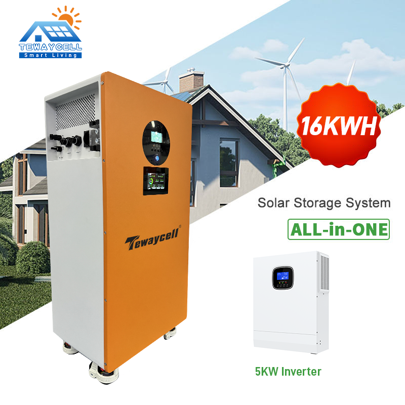 China Stock 51.2V 314Ah 16KWh 15KWh -5KW Inverter All in One - JK BMS PV 500V off Grid Solar Energy Storage System