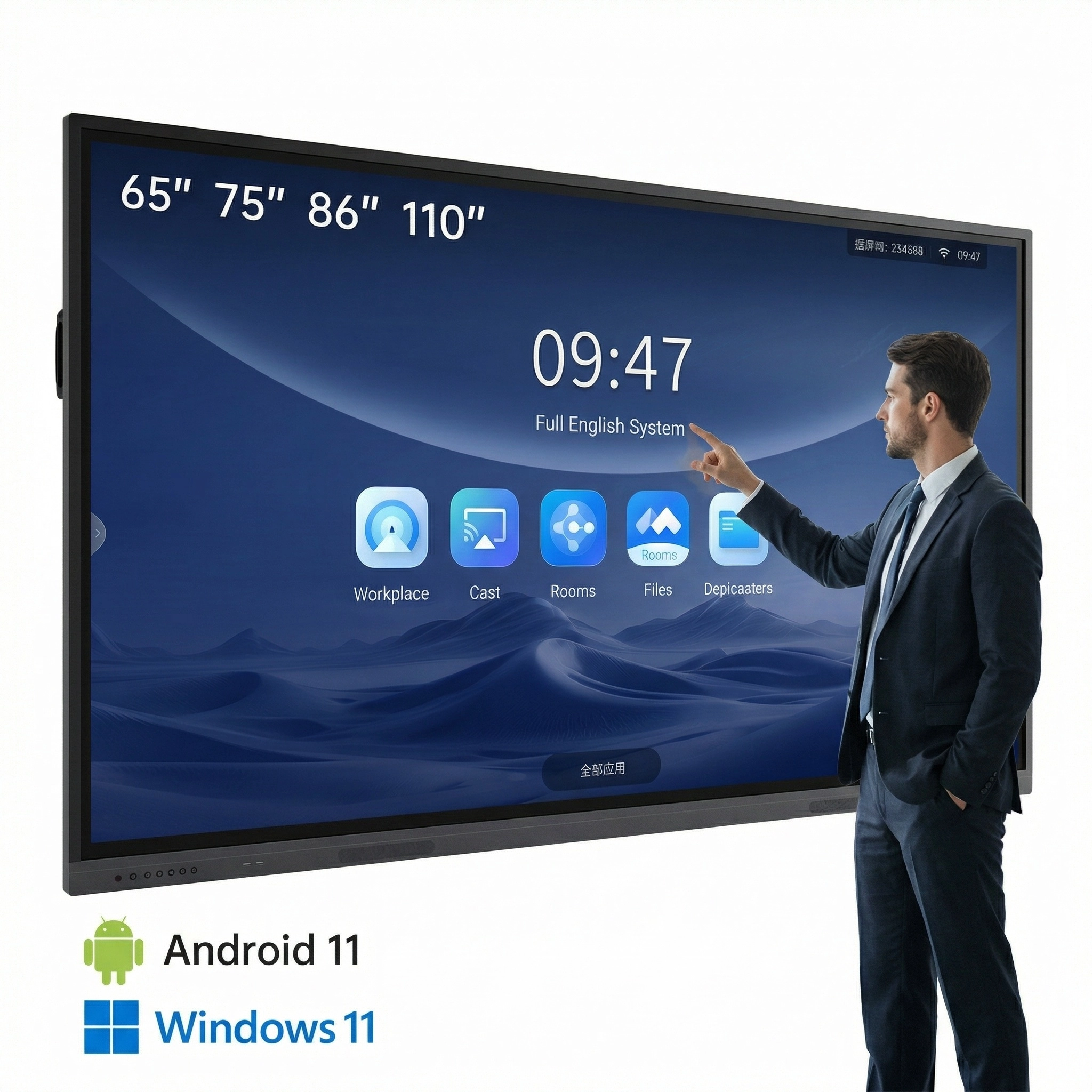 Factory Wholesale BOE All-In-One PC Interactive Flat Panel For Education &amp; Meetings 86 Inch LCD Touch Screen 4K Resolution 16:9