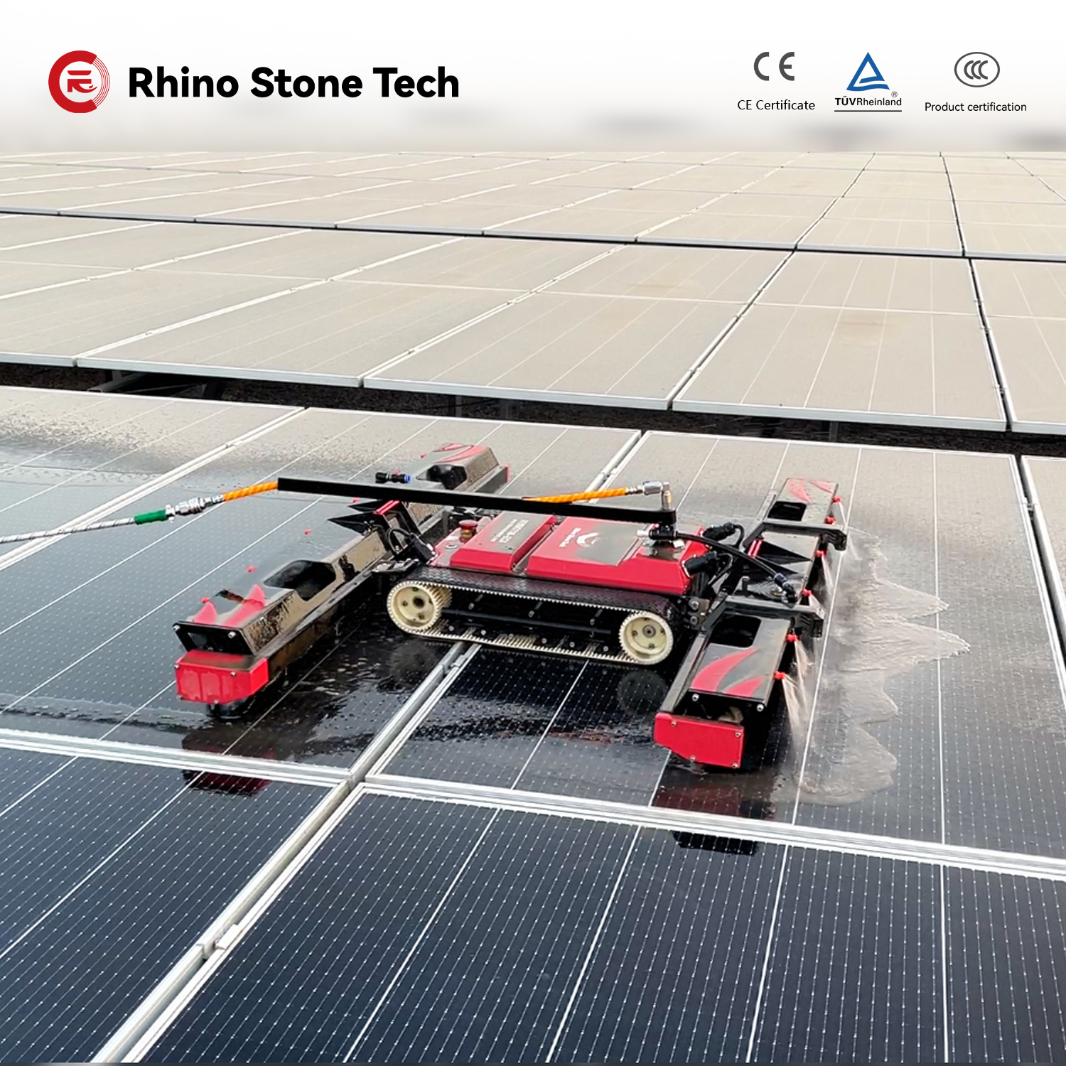 Lithium Battery Powered PV Module Cleaner Commercial Solar Farm Operations Solar Panel Cleaning Robot