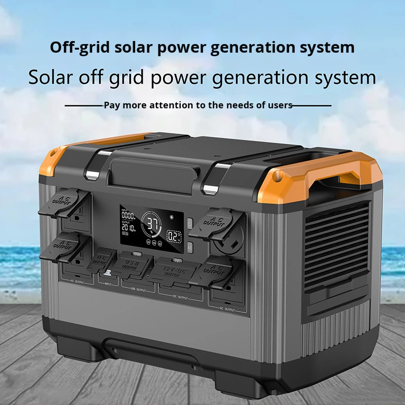 Off-grid Energy Storage Solar Power Generation System LiFePO4 Battery Pure Sine Wave Inverter 2400W 2000WH Integrated Machine