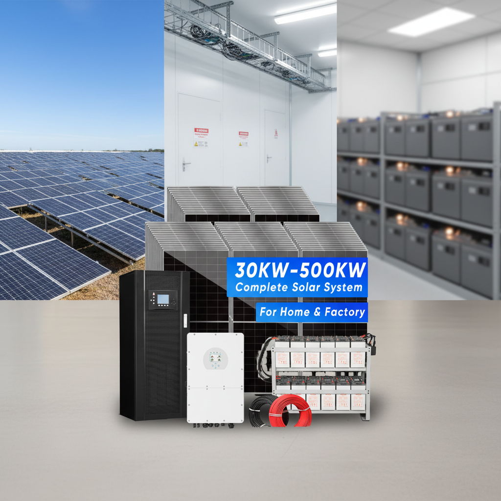 Utility Scale Off-Grid Solar Power Plant 50kW with Growatt MPPT Controller and 700W N Type Panels