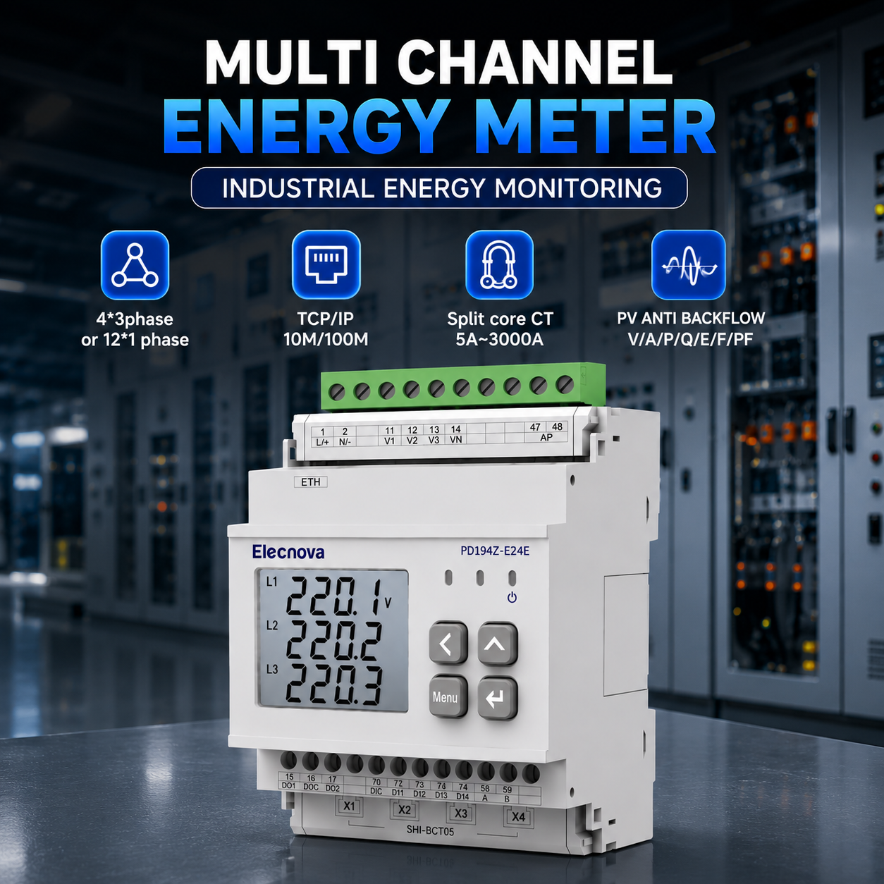 Smart Building Multi Channel Energy Meter For Industrial Energy Monitoring And Branch Circuit Power Management