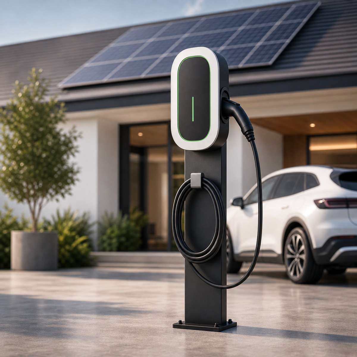 6-22kW Solar Surplus Type 2 AC EV Charger PV Integrated CT Clamp Adjustable Self-Consumption Smart Wall-Mounted Station