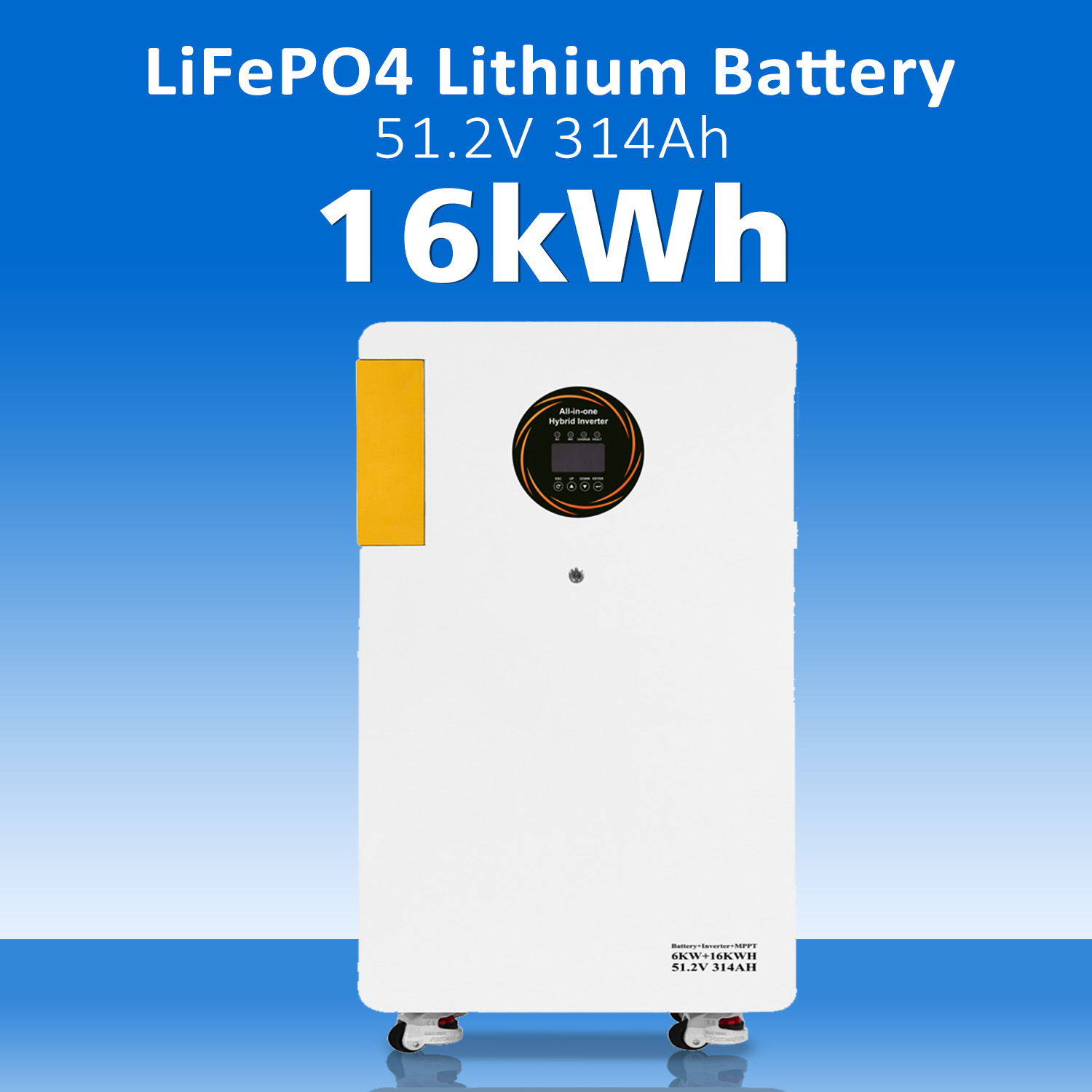 Long Cycle Life 51.2V 314Ah LiFePO4 Battery 16kwh Lithium Battery Lithium Cell Hybrid Solar Inverters 6kW/6kVA