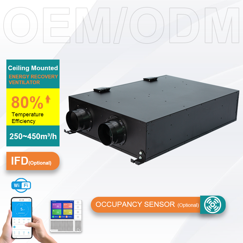 High Efficiency Energy Recovery Ventilator IFD Sterilization Module HEPA Filtration Smart Fresh Ventilation System Bathroom