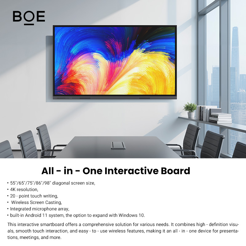 Factory Wholesale BOE All-In-One PC Interactive Flat Panel For Education &amp; Meetings 86 Inch LCD Touch Screen 4K Resolution 16:9
