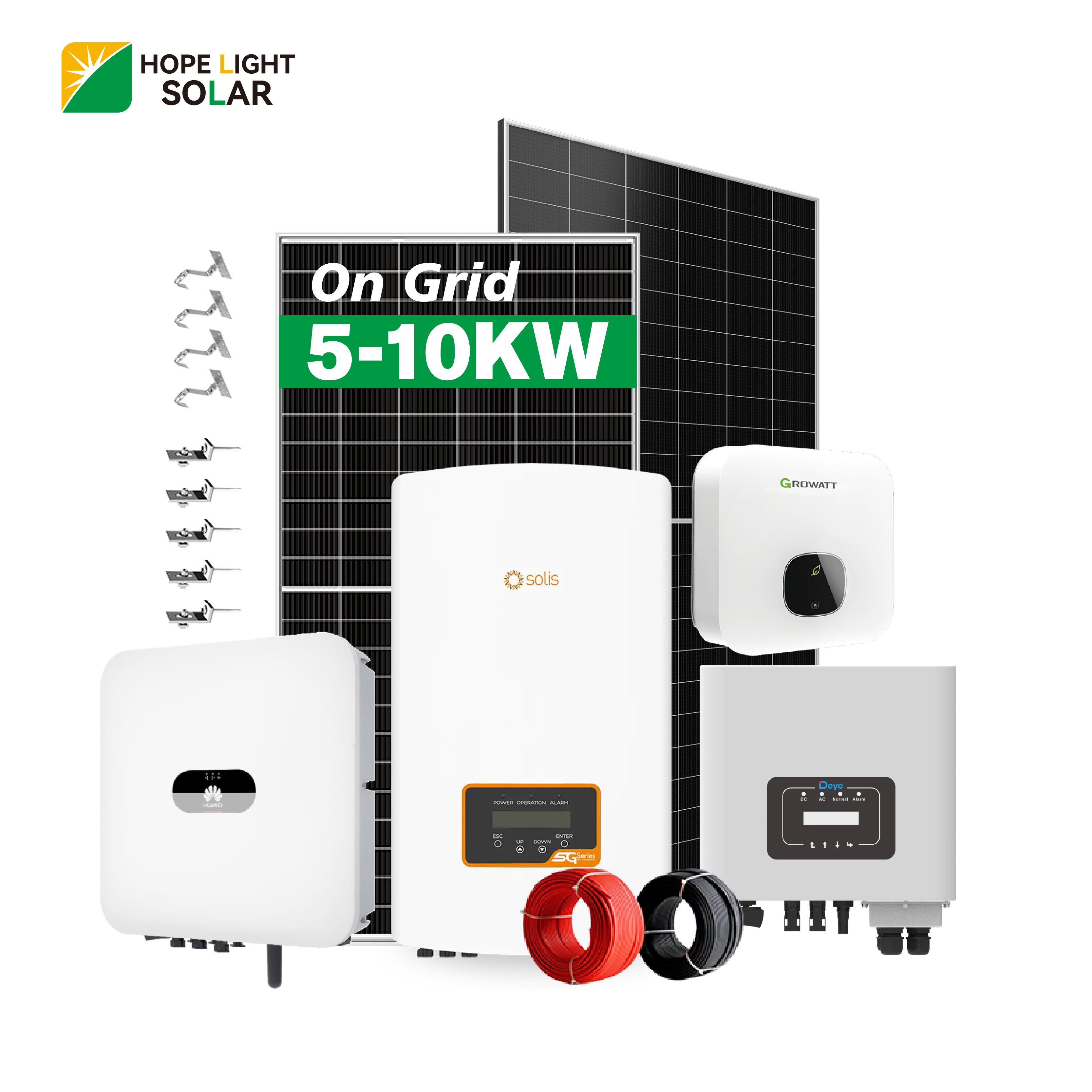 High Efficiency 5kW 8kw 10kW Grid-Tied Solar Energy System with Mono Solar Panels