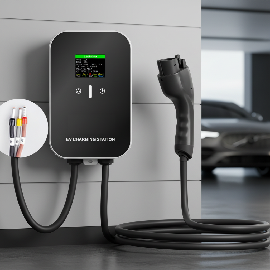 7KW Type1 With 5M Cable Flame Retardant PC Material Wide Temperature Range For Home And Commercial Use EV Charging Gun