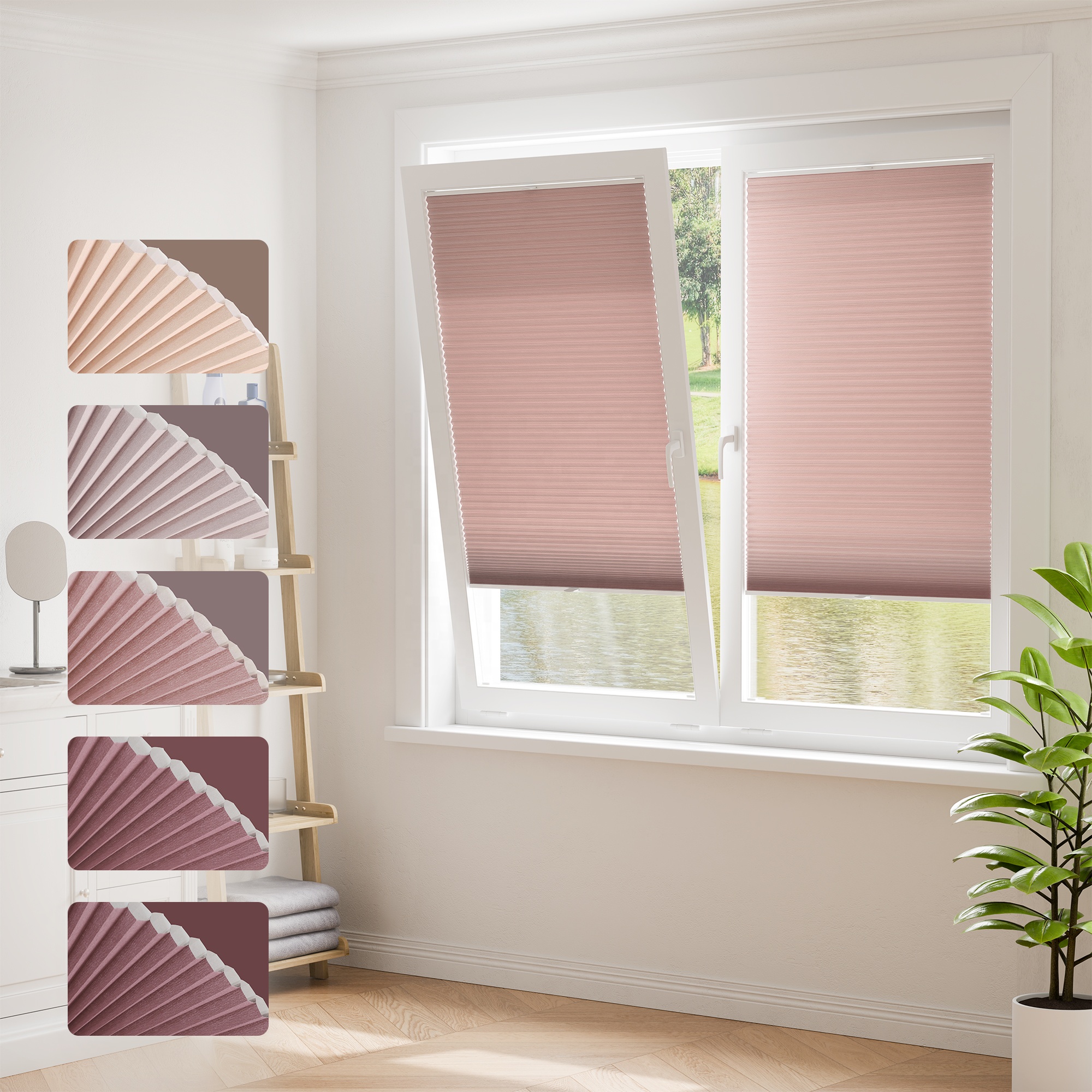 Allbright Smart Motorized Remote Honeycomb Blinds Compatible With WiFi Alexa Google Solar Panel Powered For Window