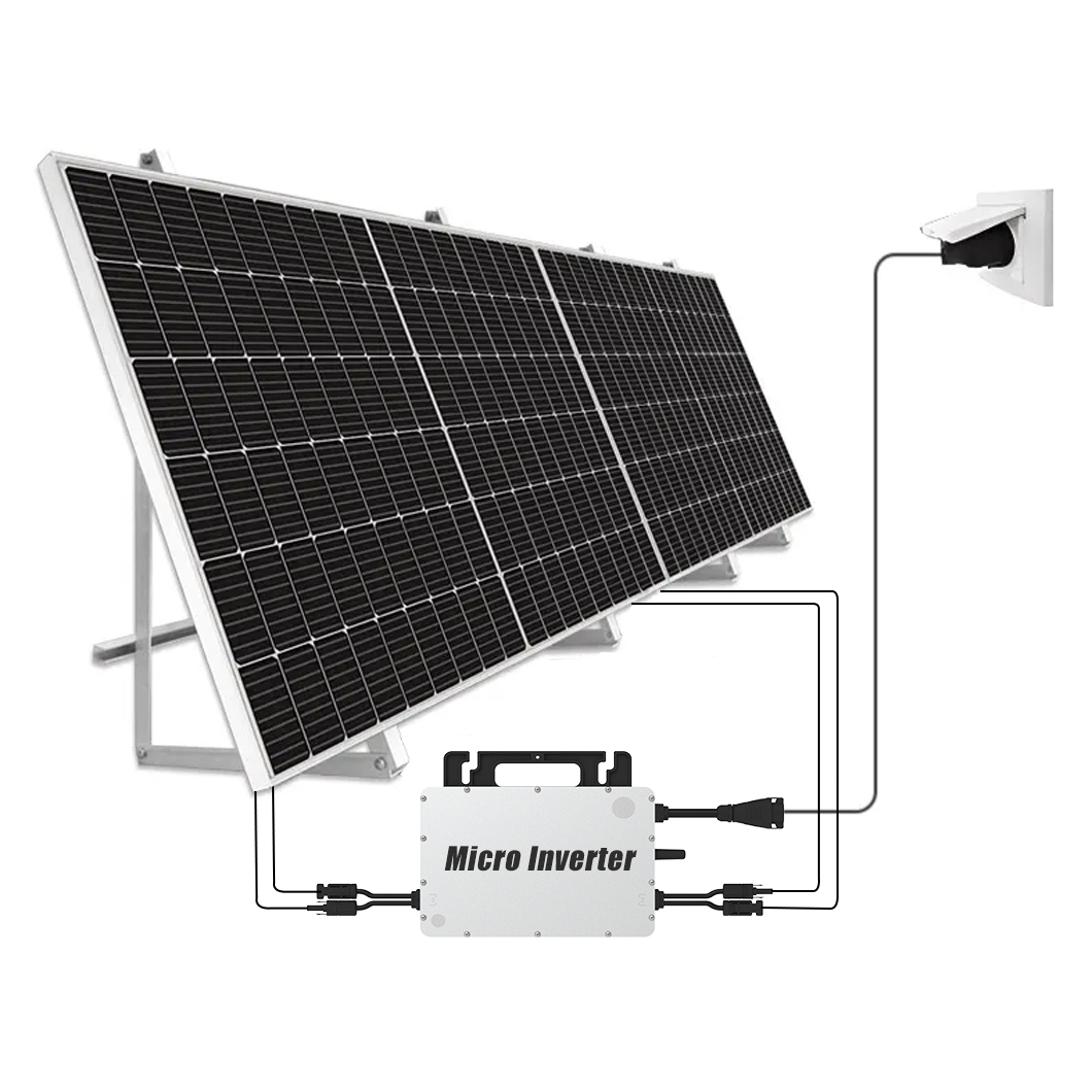 Great Pack 1000W Grid PV Monocrystalline Solar System 4KWh/day Balcony Mounting Micro Inverter MPPT Controller WiFi 10-Year