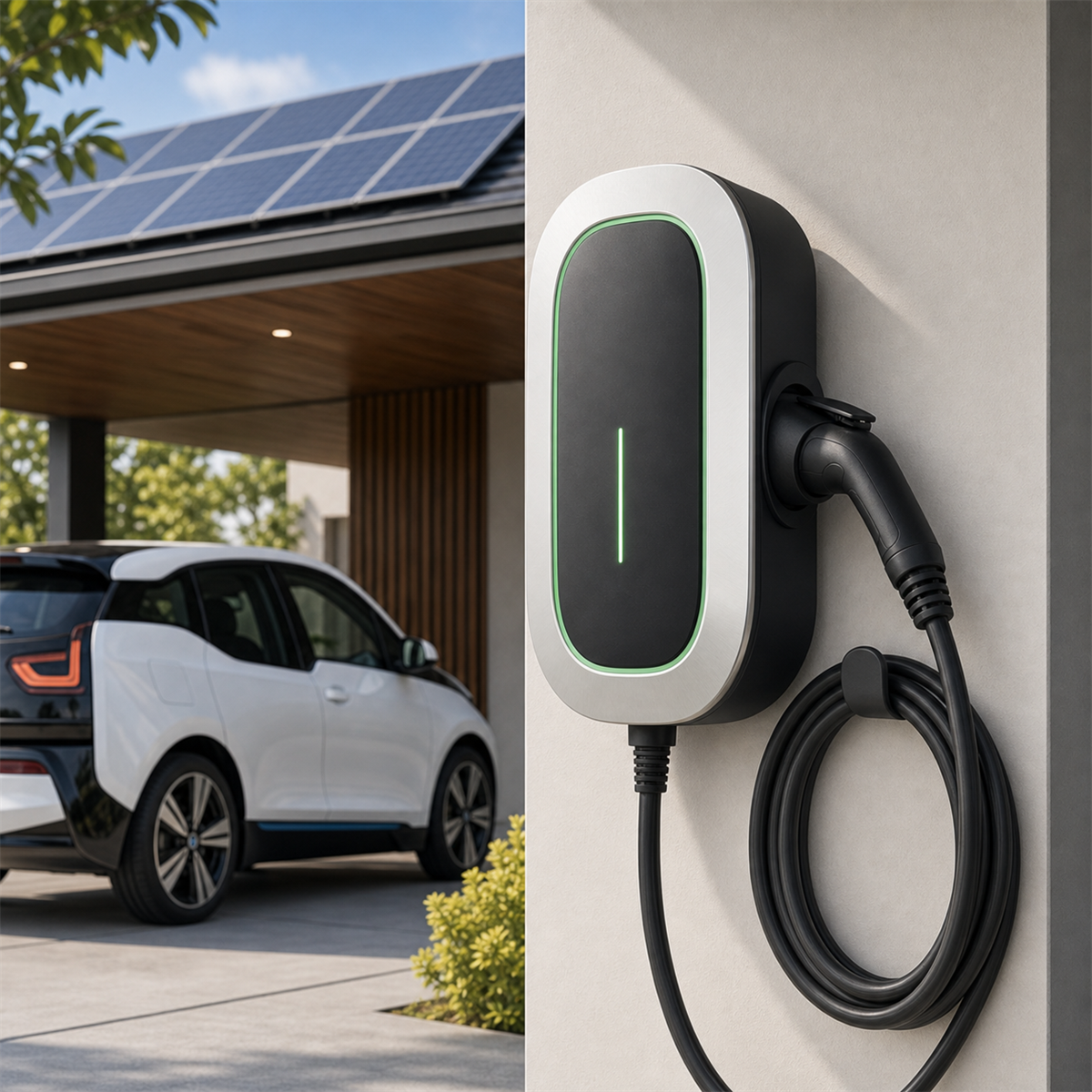 6-22kW Solar Surplus Type 2 AC EV Charger PV Integrated CT Clamp Adjustable Self-Consumption Smart Wall-Mounted Station