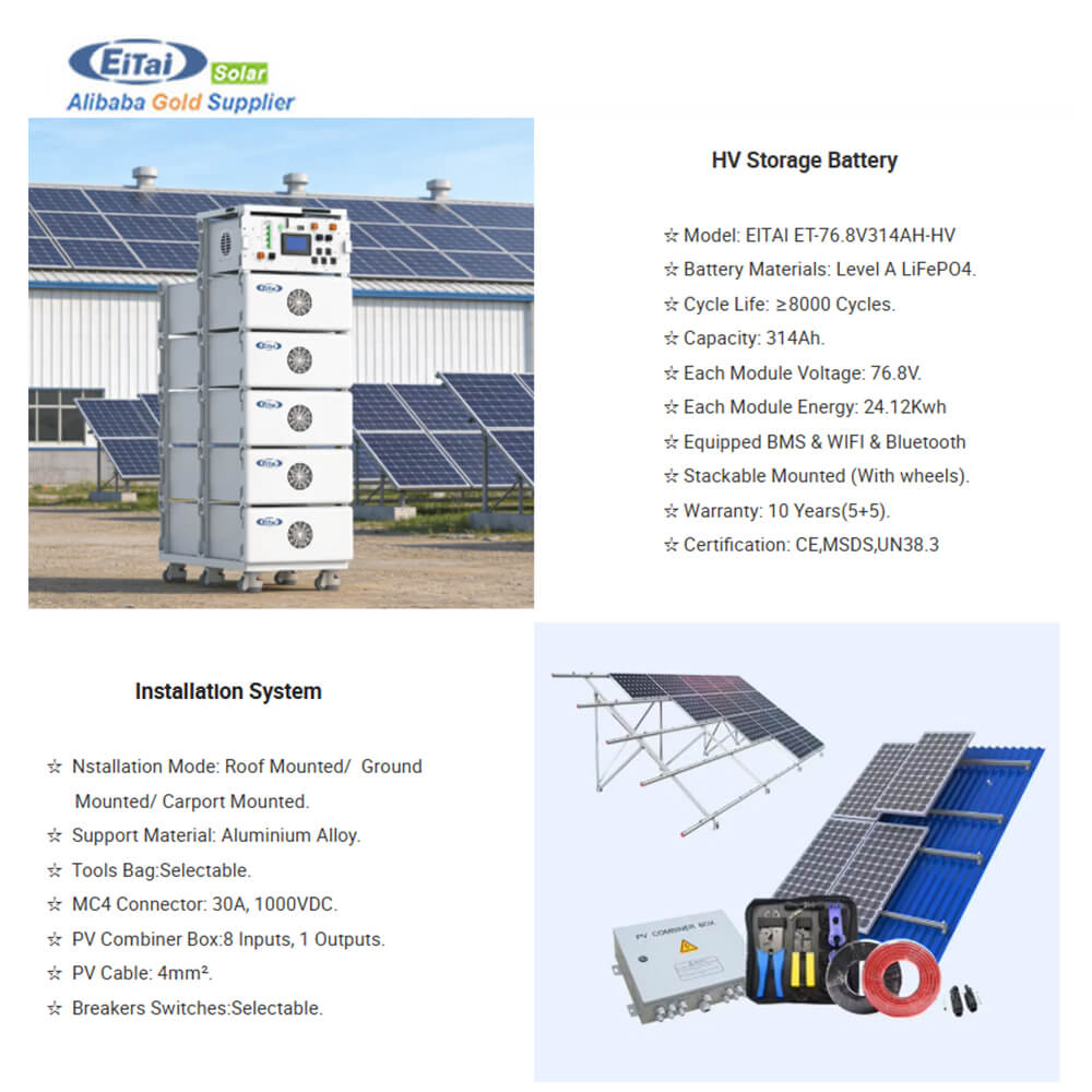 GROWATT Full 10KW Kits Complete 3Phase 15KW 20KVA 25kva 30KW 32kw 35kw on Off Grid Hybrid Solar System With Wifi Monitor System