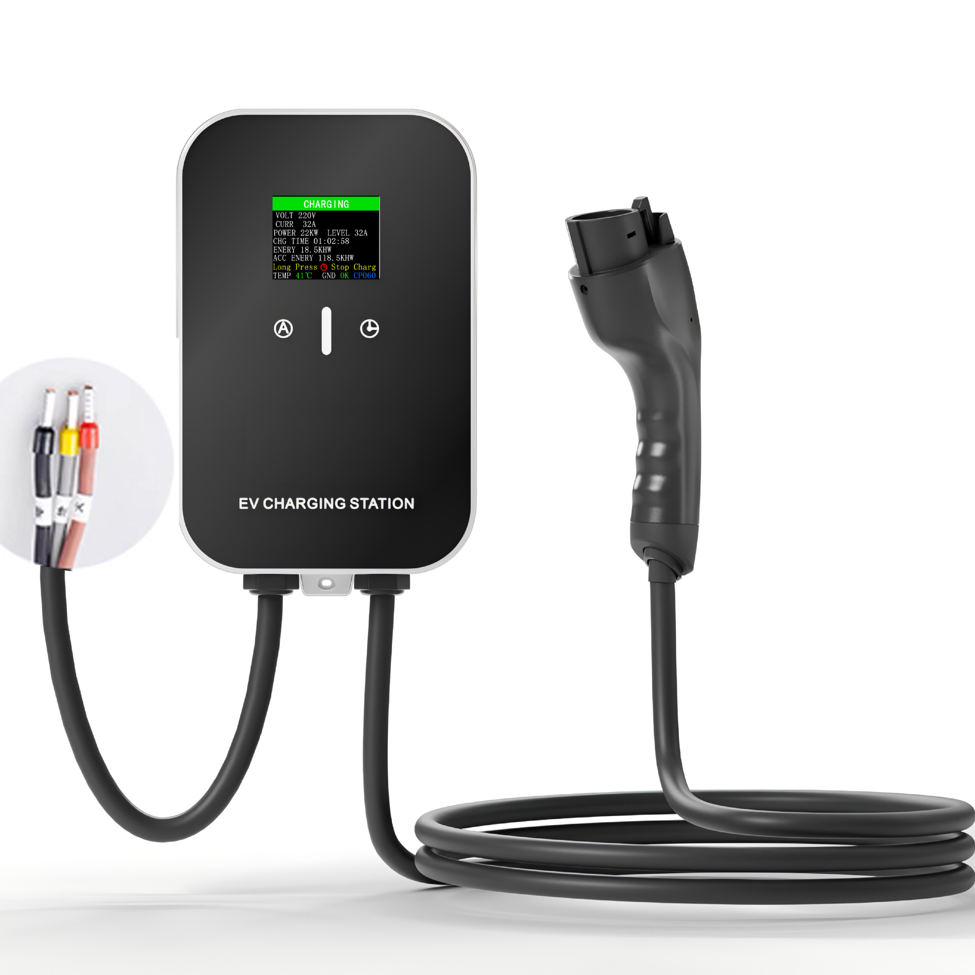 7KW Type1 With 5M Cable Flame Retardant PC Material Wide Temperature Range For Home And Commercial Use EV Charging Gun