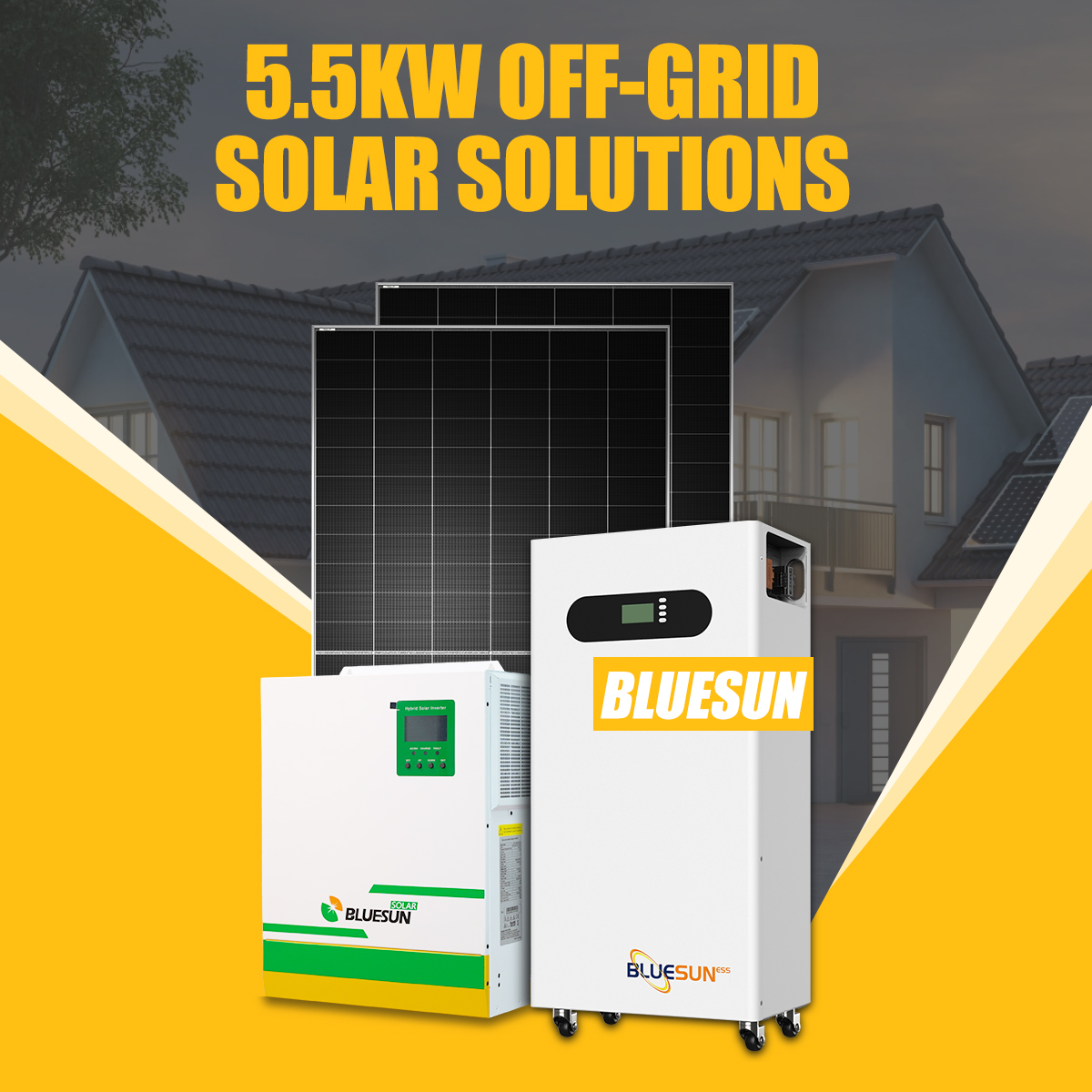 5.5kw Solar Panel Power off Grid Single Phase Solar Inverter System 48v Lithium Battery Pack Customized Battery Capacity