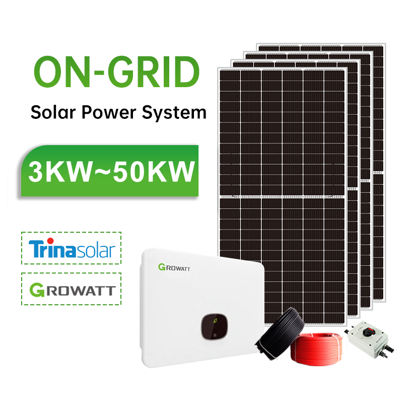 On Grid Solar System Single Phase Three Phase Growatt Grid Tie Solar System on Grid Solar Power System for Home