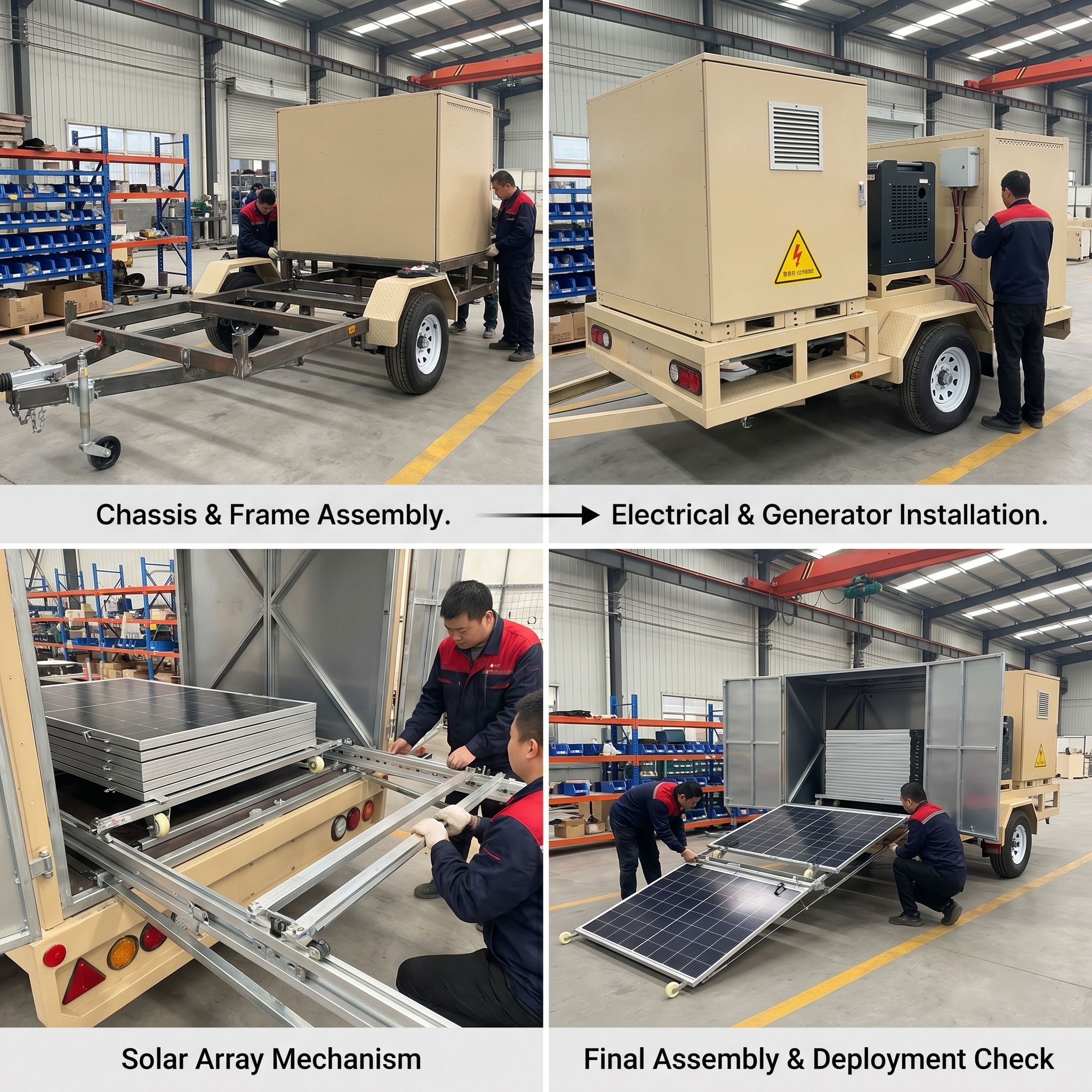 High Capacity Hybrid Solar Power Plant Trailer Diesel Support for Infrastructure Projects Remote Site Reliable Electricity