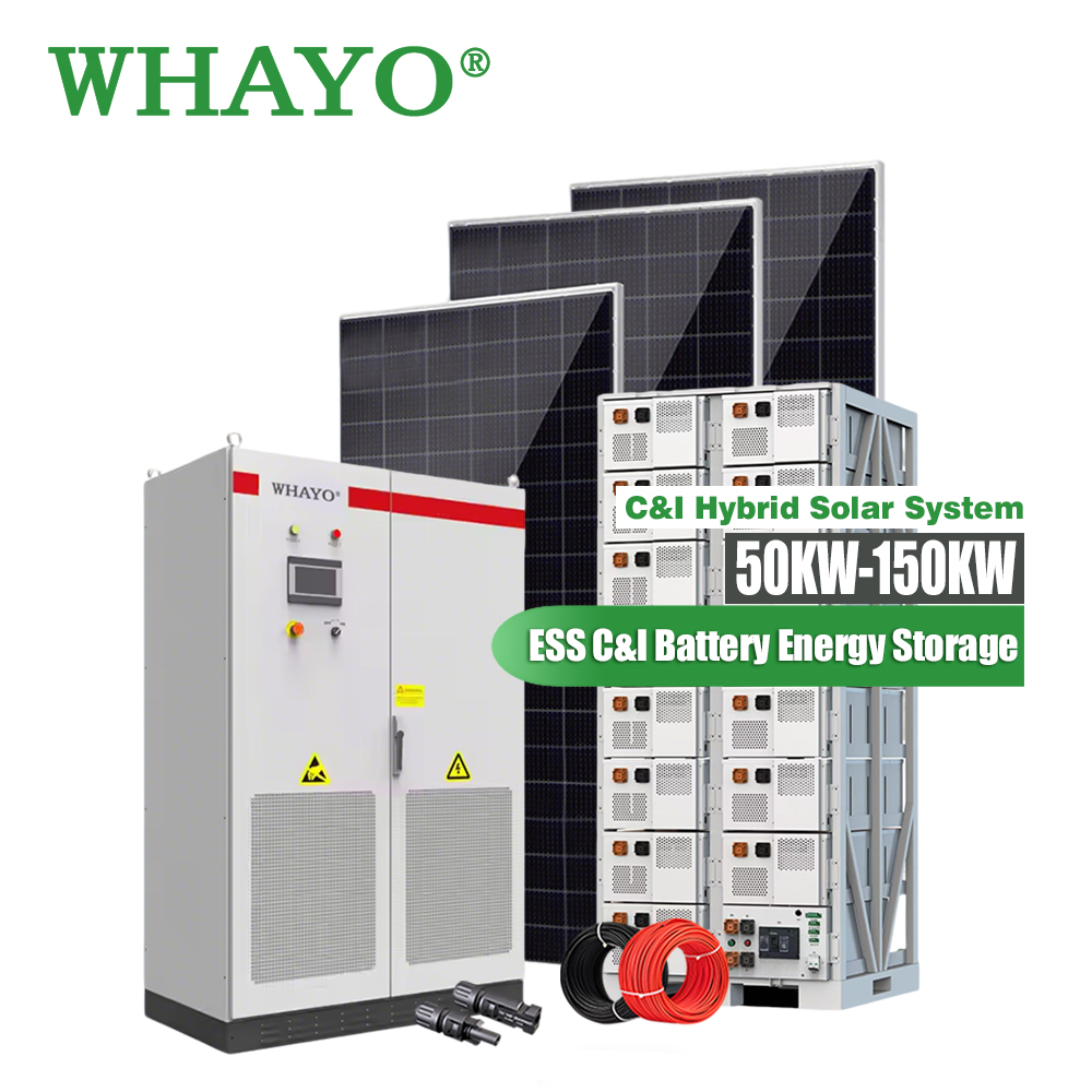 Whayo Industrial Solar Energy System 50kW 100KW Commercial Industrial Three Phase Hybrid Solar Power Plant for Projects Use