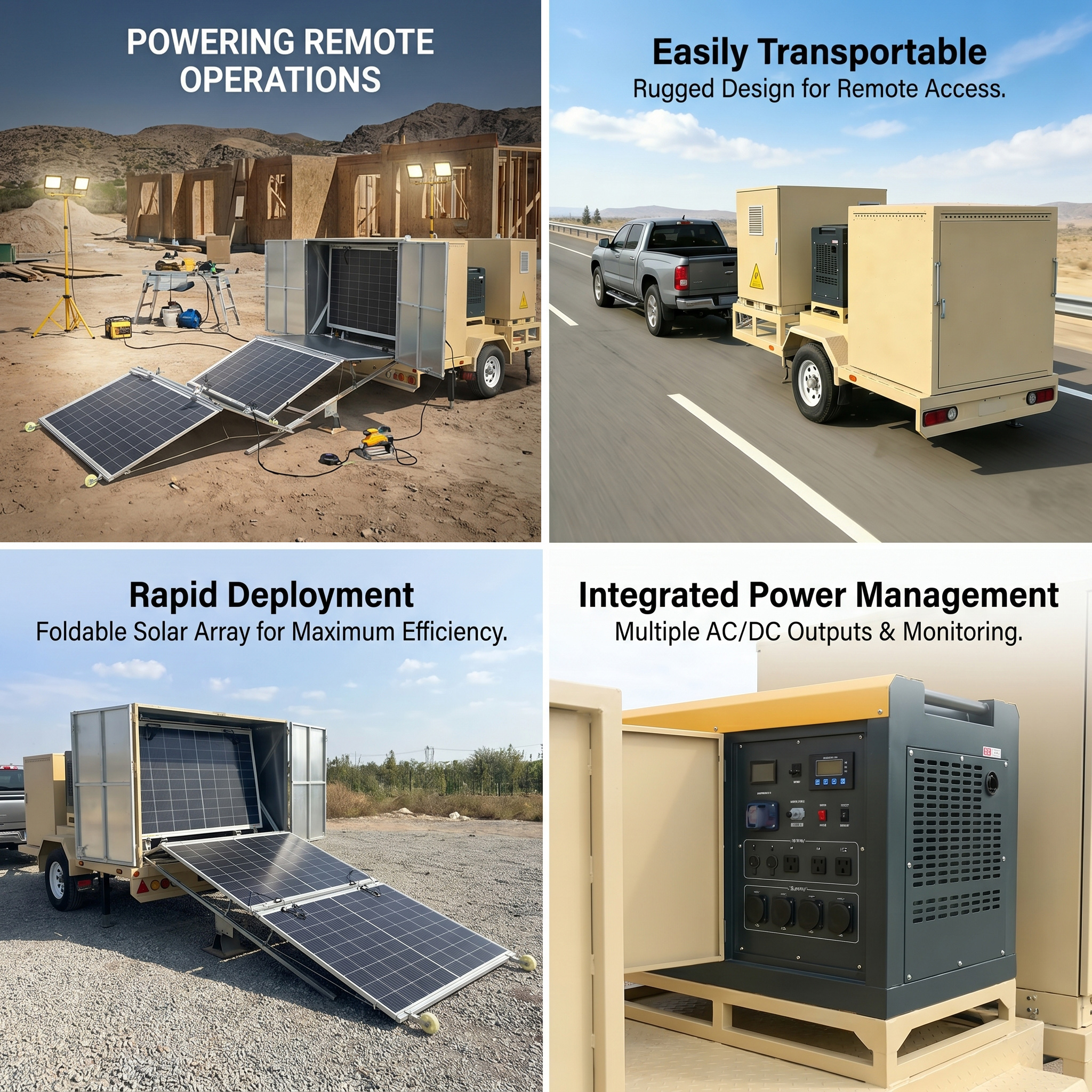 High Capacity Hybrid Solar Power Plant Trailer Diesel Support for Infrastructure Projects Remote Site Reliable Electricity