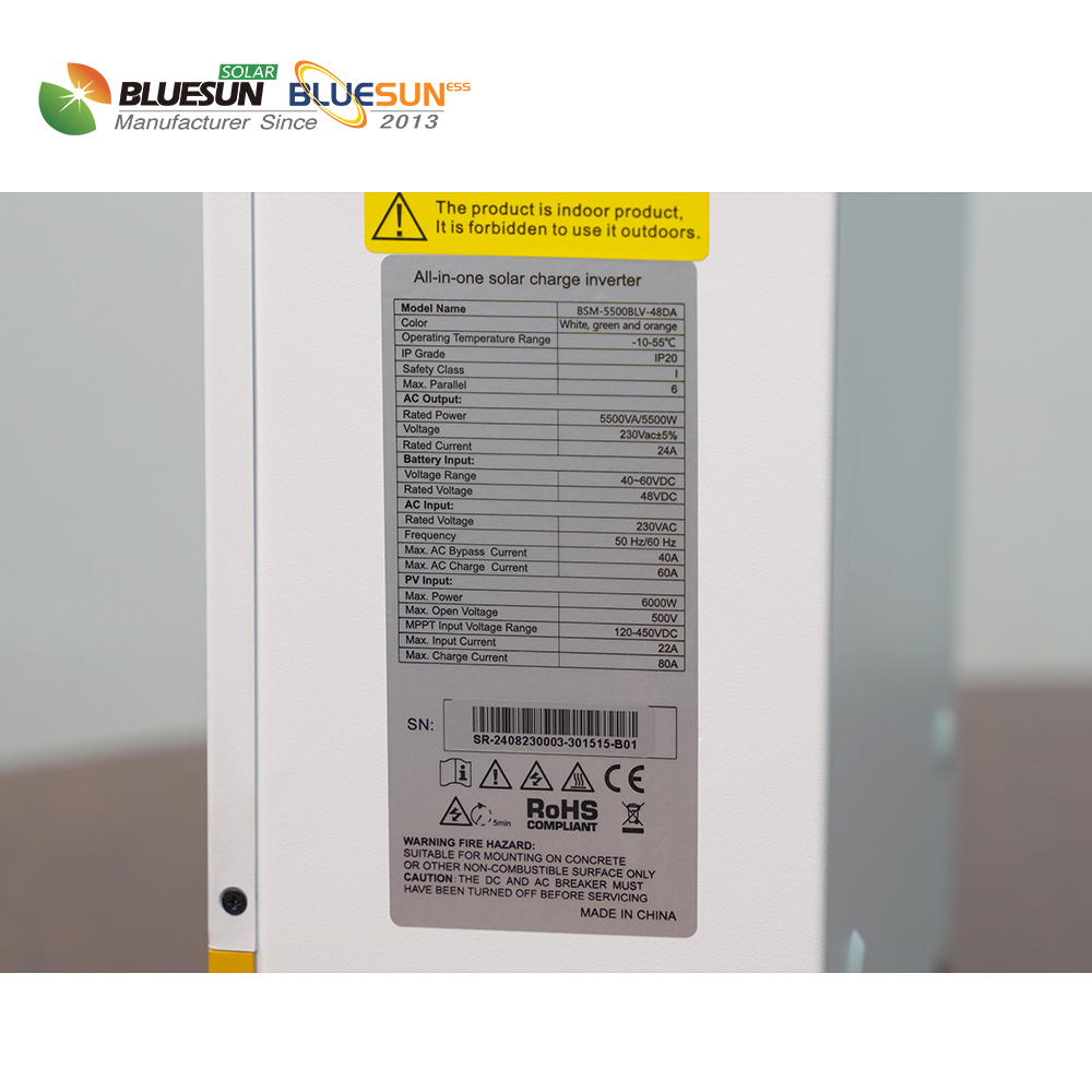 5.5kw Solar Panel Power off Grid Single Phase Solar Inverter System 48v Lithium Battery Pack Customized Battery Capacity