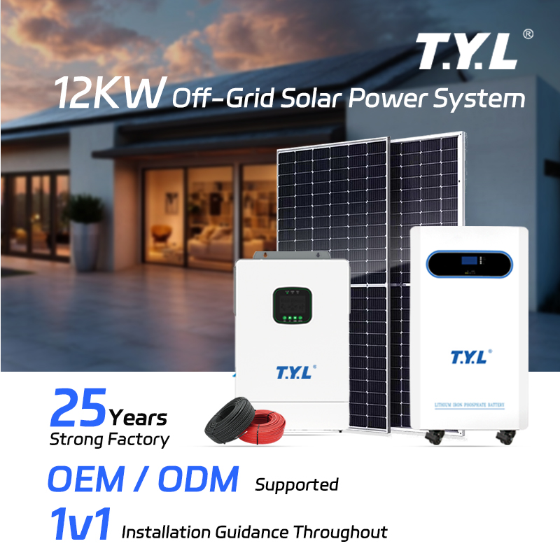 12KW Off-Grid Hybrid Solar System 12000 Watts Solar Inverter with 51.2V 400Ah LiFePO4 Battery and Dual MPPT Charger