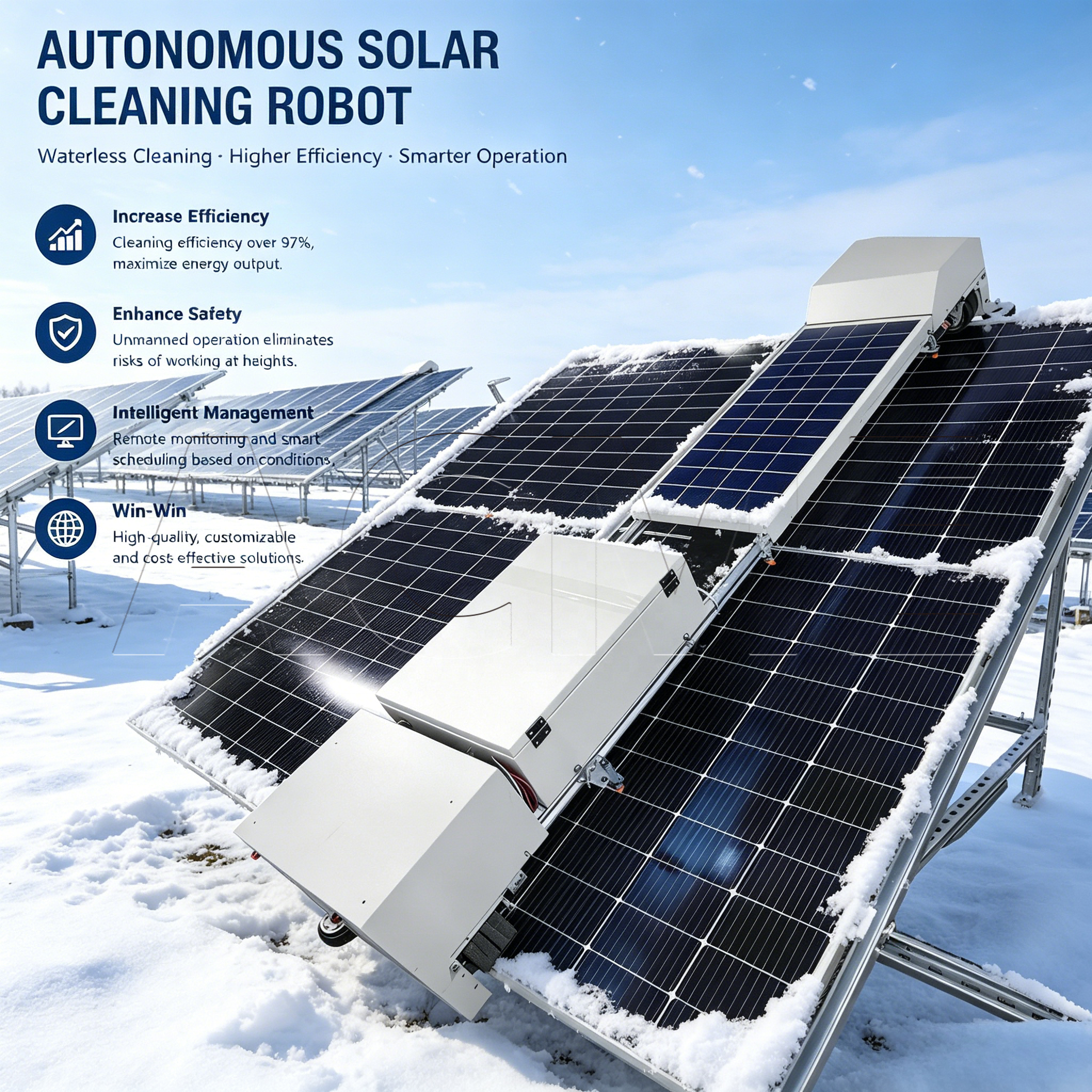 Solar Photovoltaic Cleaning Robot Hanging Cleaning Machine for Large Scale Solar Power Projects