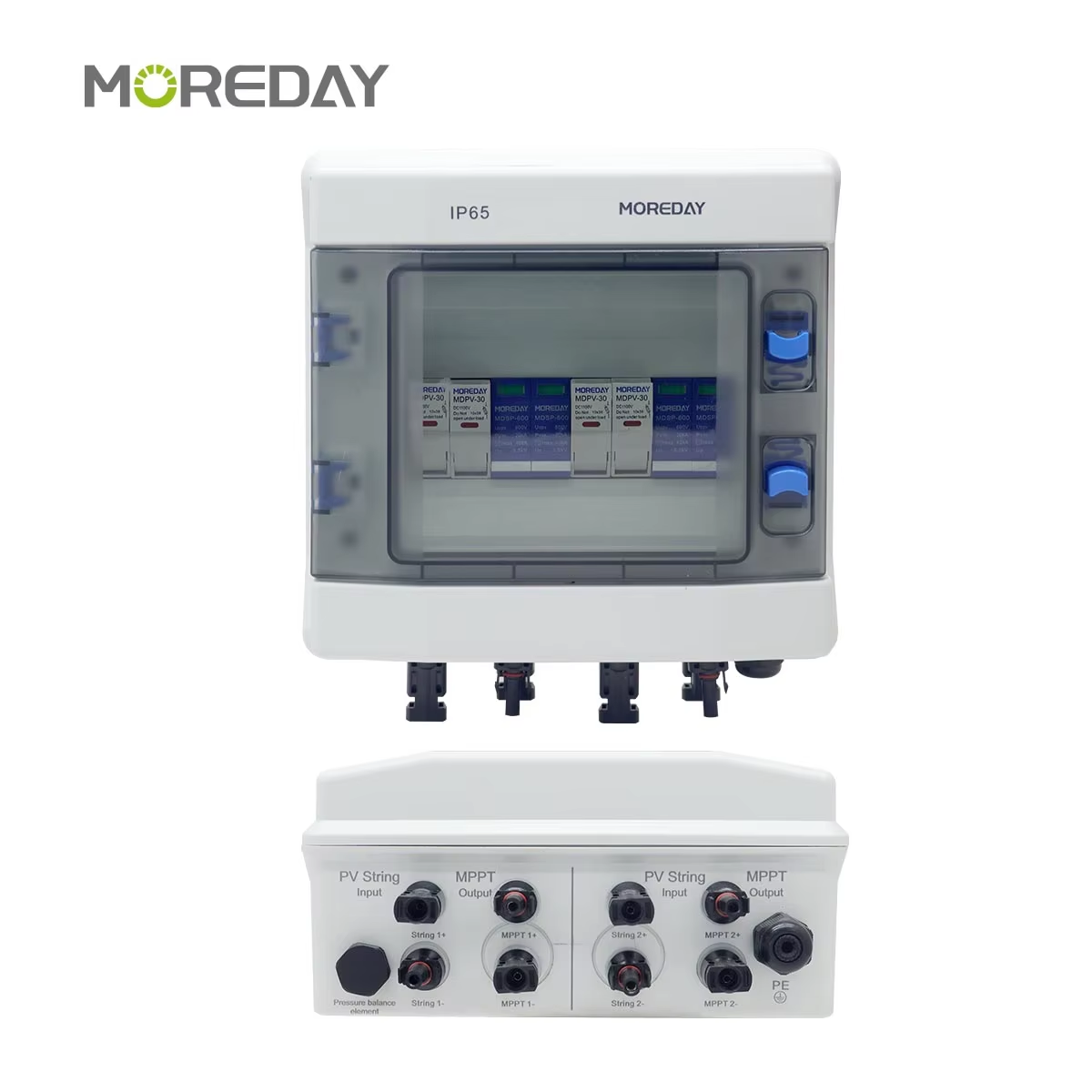 MOREDAY MDJB PV Combiner Box 1000V IP65 Waterproof 1/2/3/4/6 String Junction Solar Box with Electrical Energy Systems Panel DC