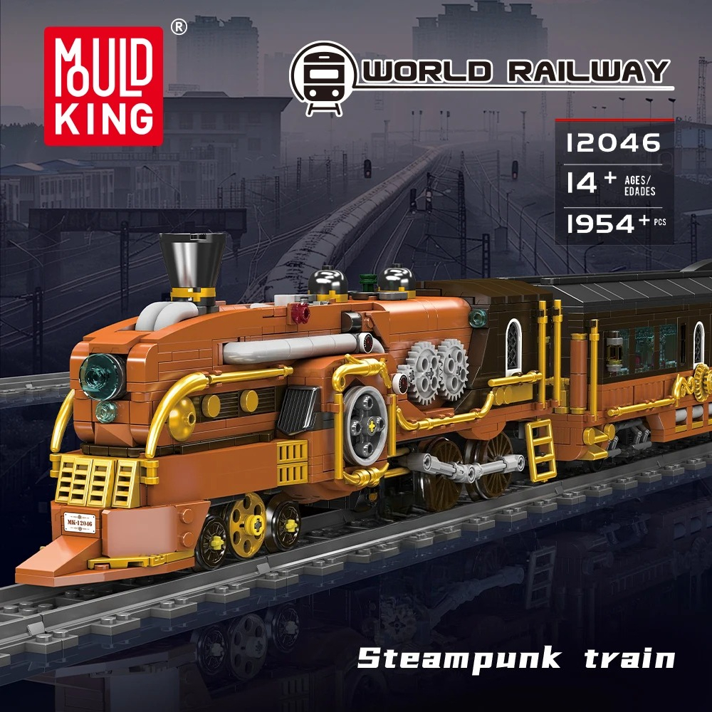 Mould King 12046 New Electric Steampunk Train Model MOC Toys Bricks Puzzle Toys for Children Christmas Gift Building Blocks Sets
