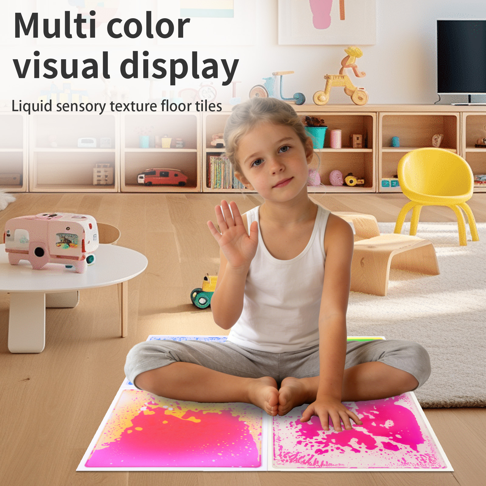 Sensory Tiles Liquid Vibrant Patterned Colorful Educational Toy For Kids 3-12 Years Visual Tactile Sensory Stimulation